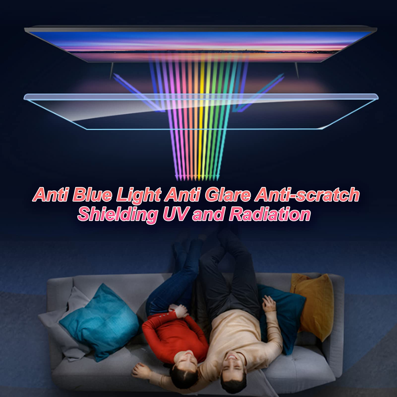 42/43 Inch Anti UV TV Screen Protector - Blue Light Blocking, Anti Glare, Anti Scratch & Fingerprint Resistant Film (942x529mm) for Eye Protection & Enhanced Viewing Experience | Perfect for Living Rooms & Home Theaters