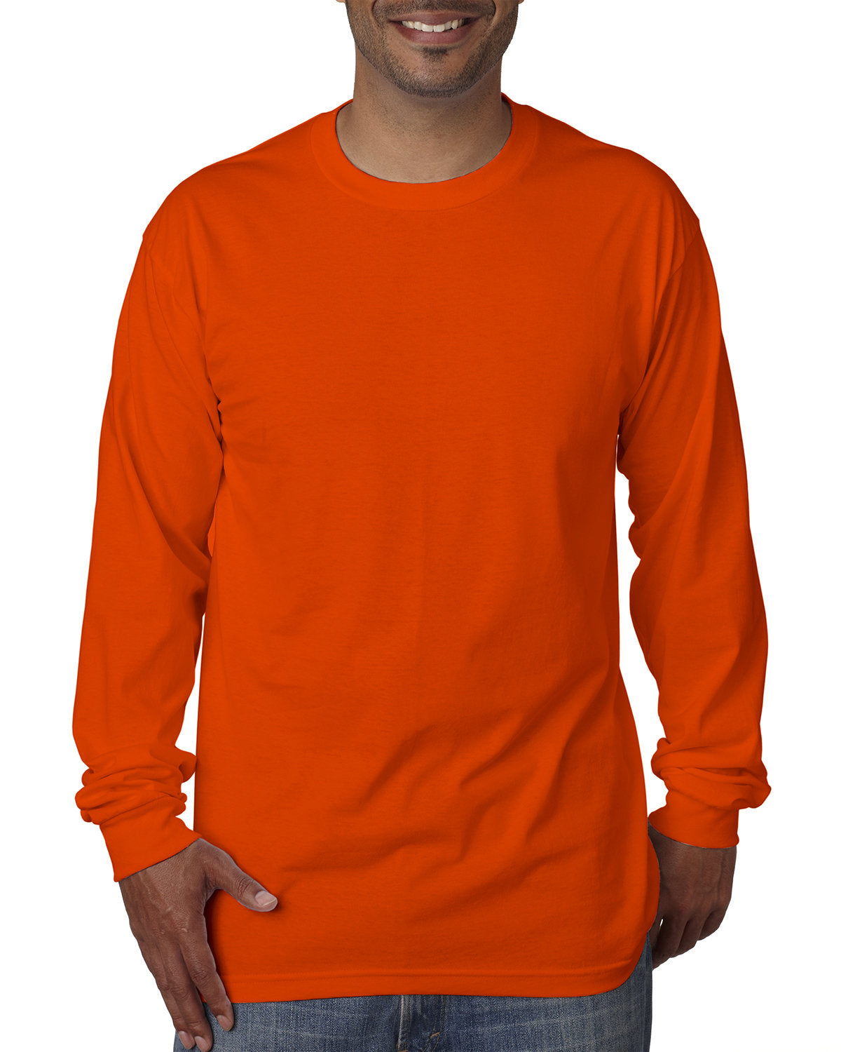 Bayside BA5060 Men's Long Sleeve Cotton T-Shirt - Comfortable Casual Shirt for Everyday Wear, Work & Outdoor Activities