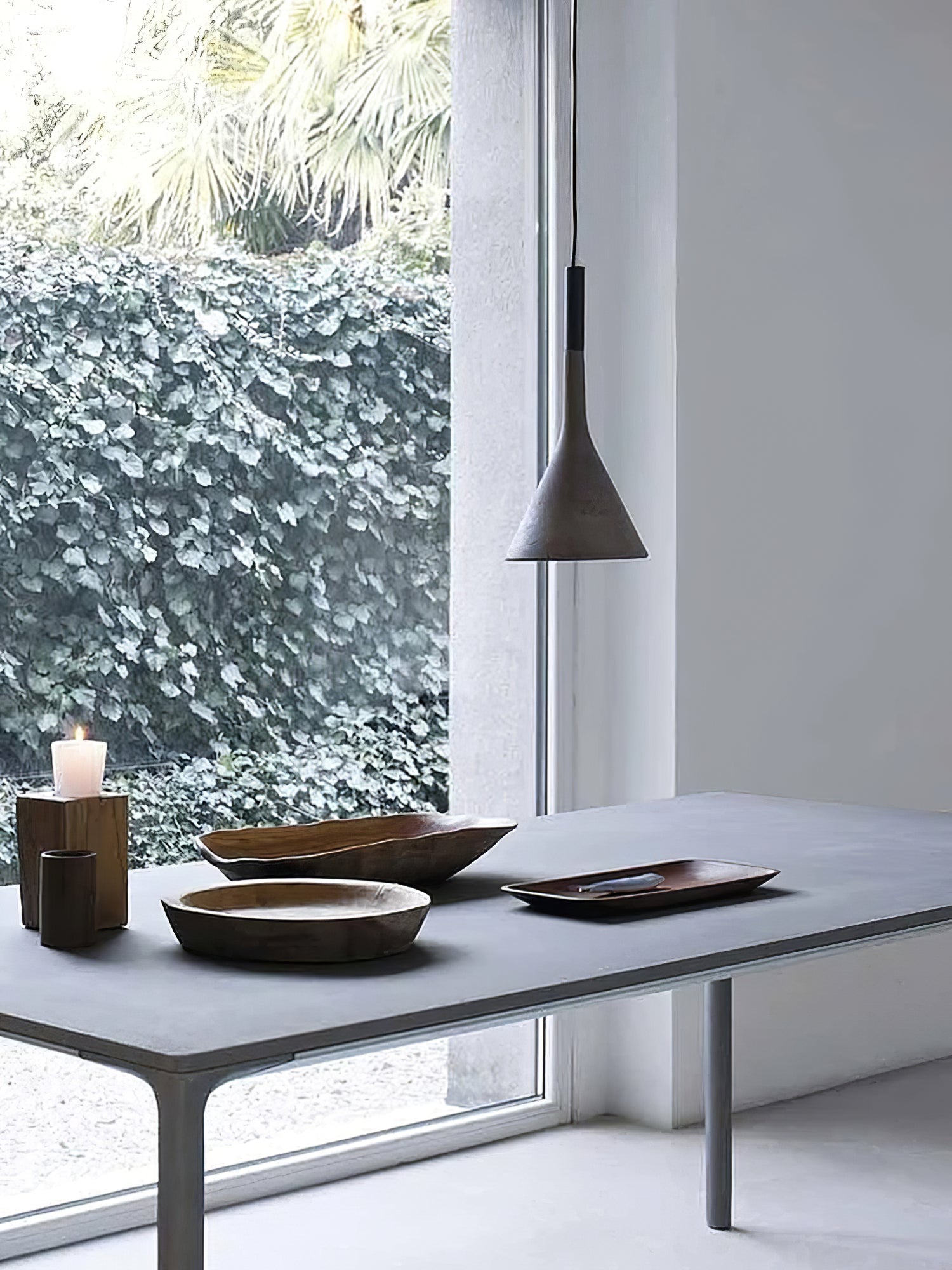 Modern Conical Concrete Pendant Light - Industrial Style Hanging Lamp for Kitchen Island, Dining Room & Living Room Decor