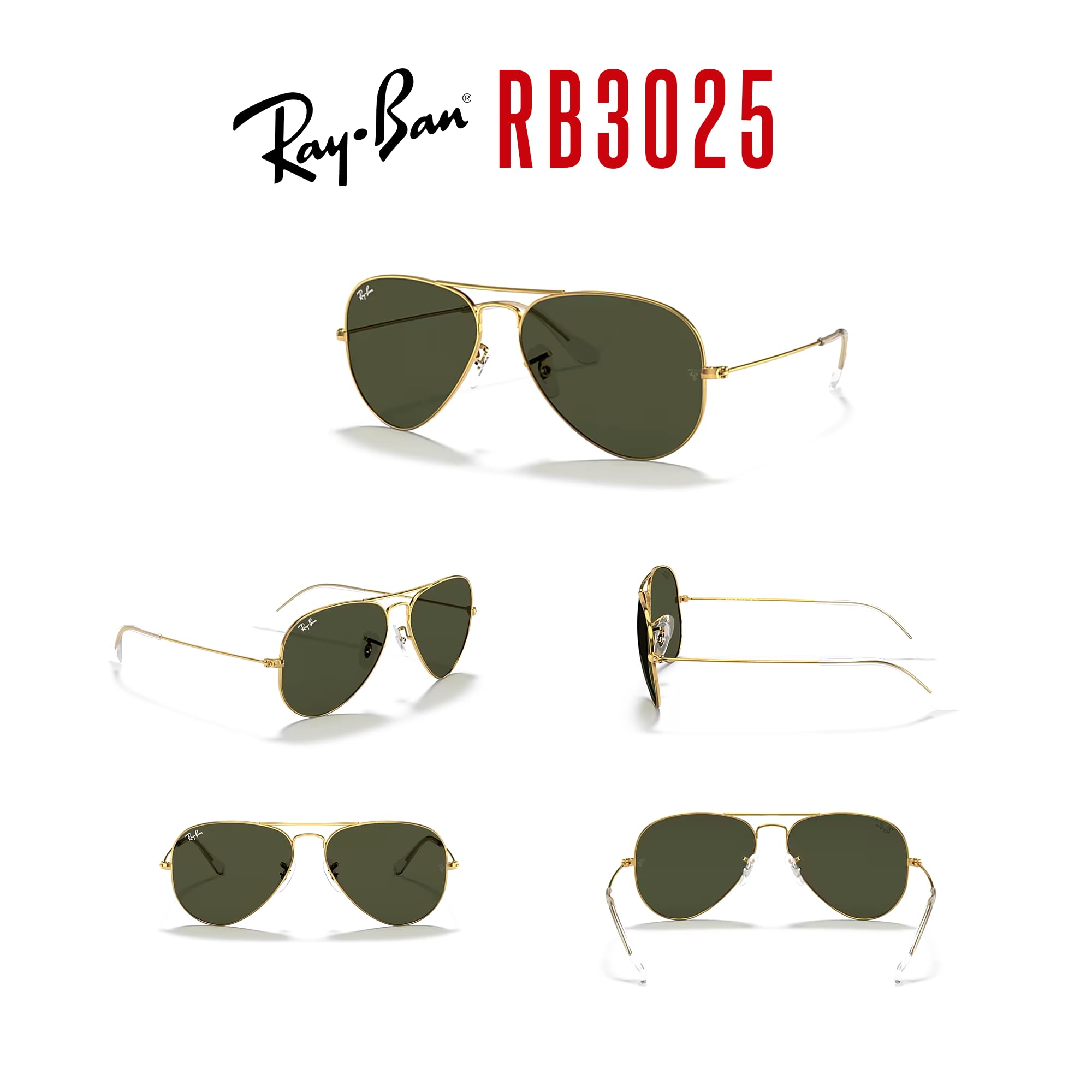 Ray-Ban RB3025 Metal Aviator Sunglasses for Men & Women - UV Protection Polarized Lenses + Free Eyewear Care Kit | Perfect for Driving, Travel & Outdoor Activities