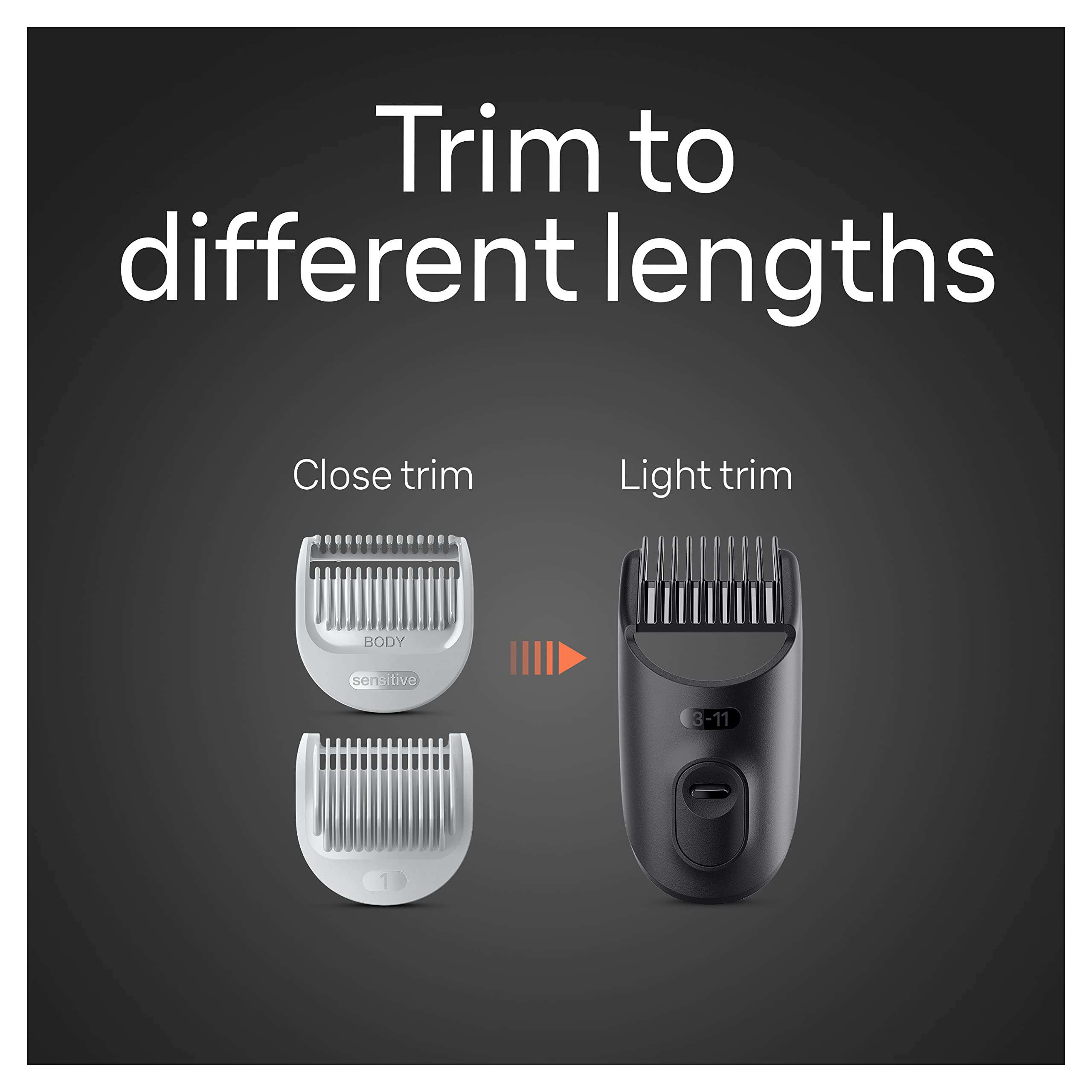 Braun BG5340 Body Groomer for Men - Waterproof Manscaping Trimmer with SkinShield Technology & Sensitive Comb - Lifetime Sharp Stainless Steel Blades - Ideal for Chest, Back, Legs & Intimate Areas - Gray/White