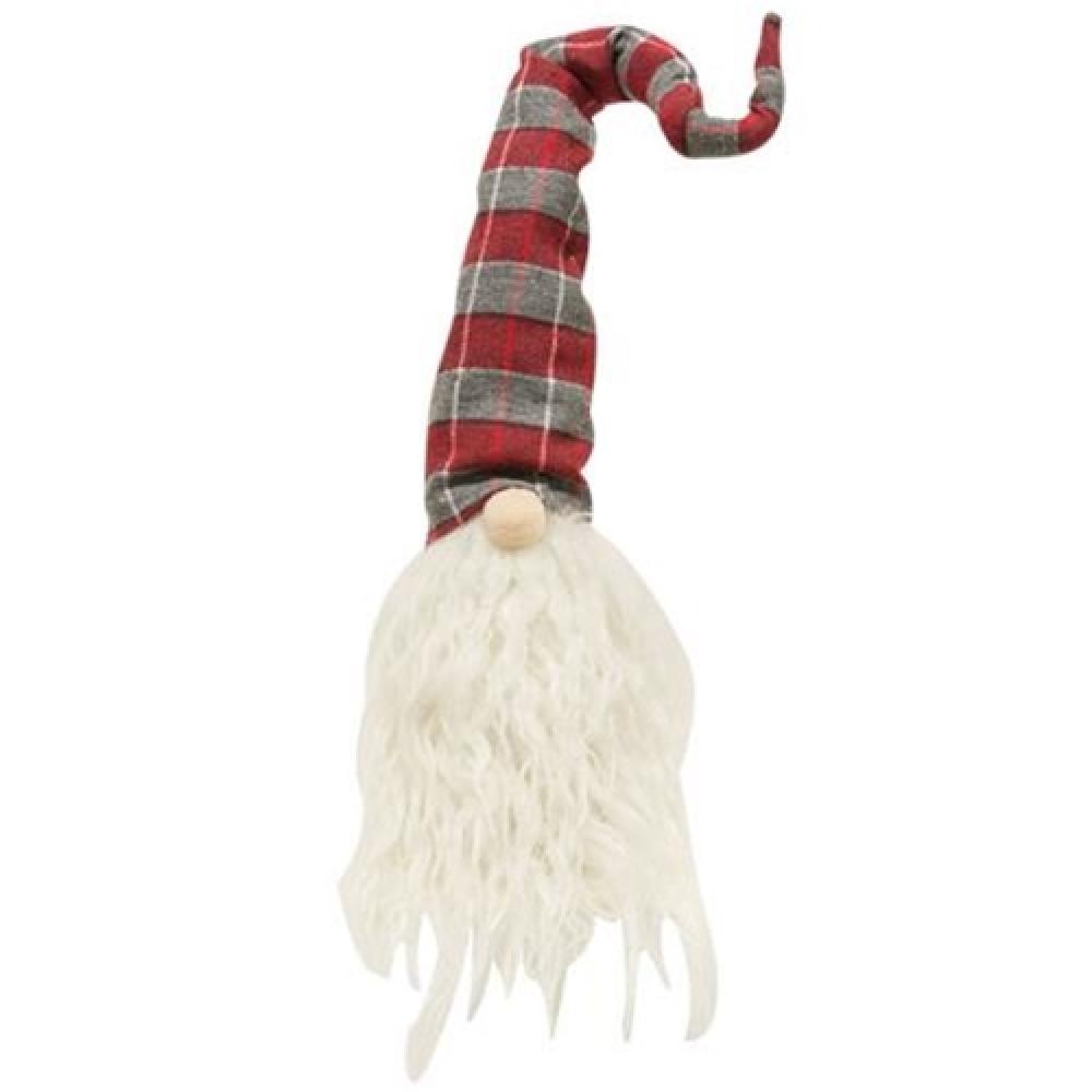 Red and Gray Plaid Gnome Statue - Festive Christmas Garden Decor for Outdoor and Indoor Holiday Decoration