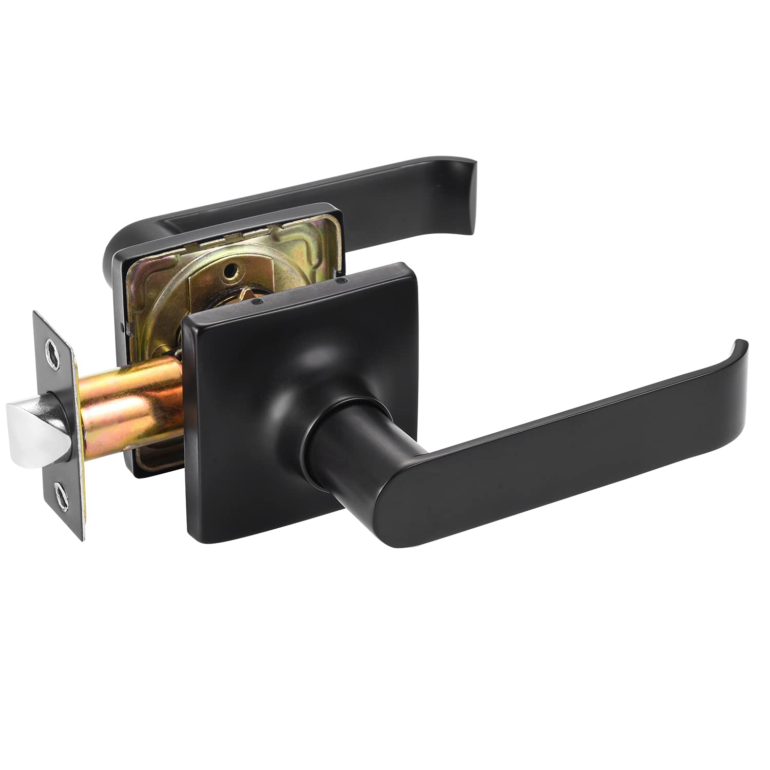 EHOMEWARE Matte Black Interior Door Knob Lever Set - 1 Pack Keyless Passage Door Handle for Hallway, Closet, Bedroom & Bathroom - Durable & Stylish Home Hardware Upgrade