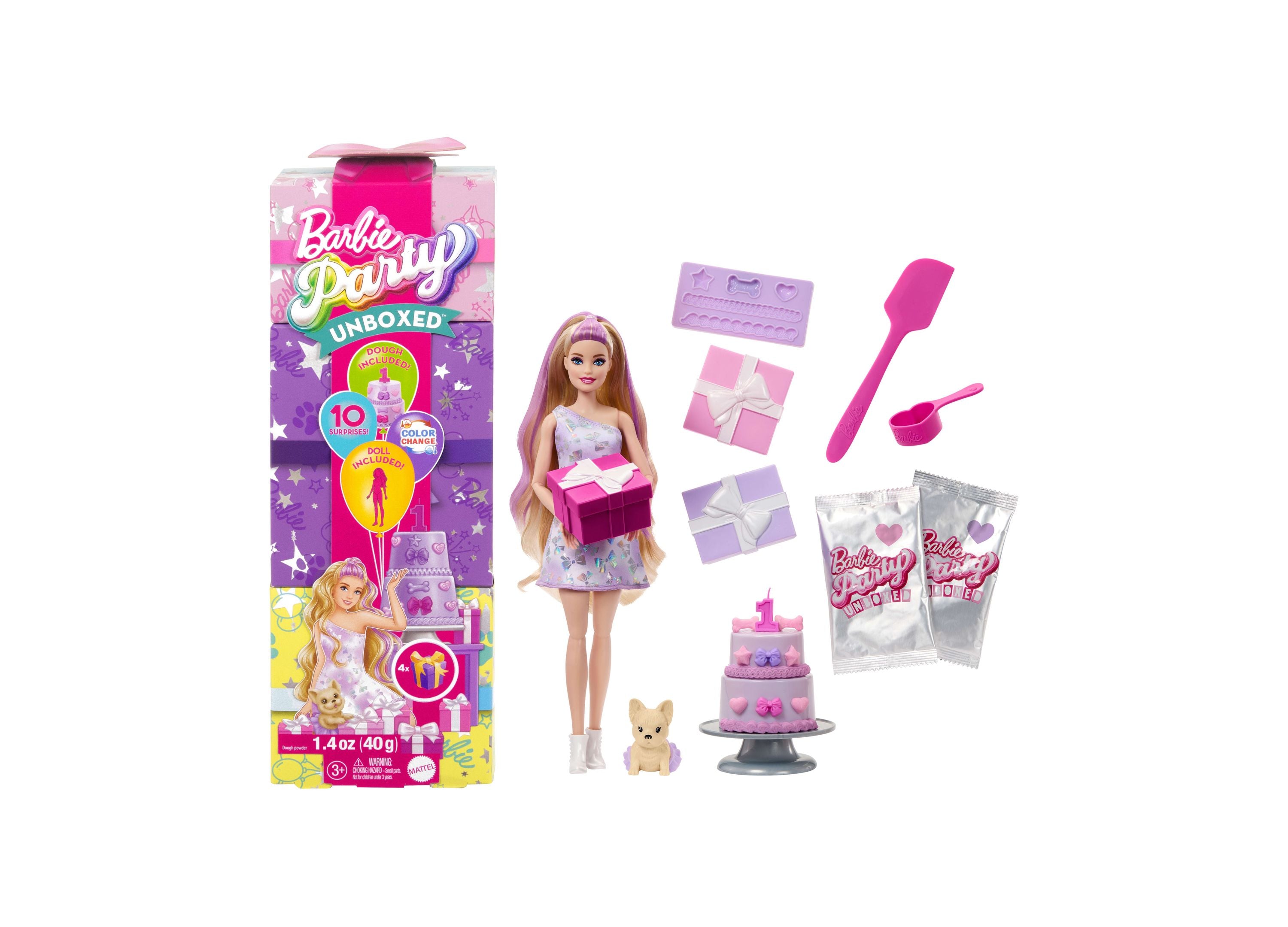 Barbie Party Unboxed Pet Birthday Series Doll with Birthday Bows & Accessories - Perfect for Birthday Parties, Gift Giving & Collectible Play