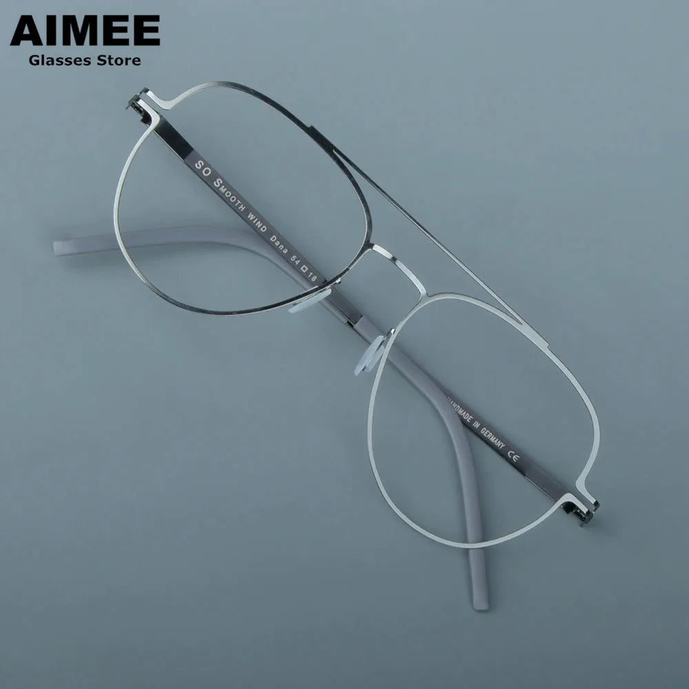 Aimee Unisex Full Rim Round Double Bridge Steel Eyeglasses 14657 | Stylish Lightweight Metal Frame Glasses for Men & Women | Perfect for Reading, Work, and Everyday Fashion
