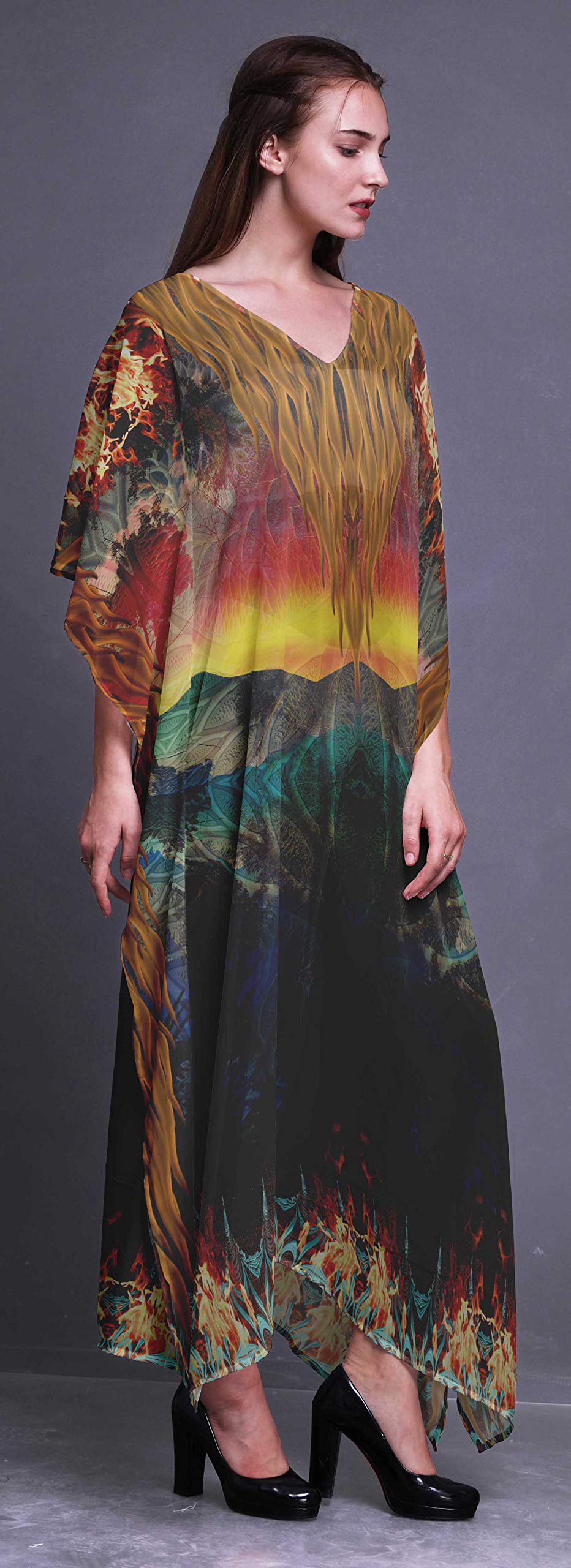 Stylish Women's Long Beach Kaftan - Flowy Bikini Cover Up Maxi Dress for Summer Vacation, Pool Party & Beach Getaway