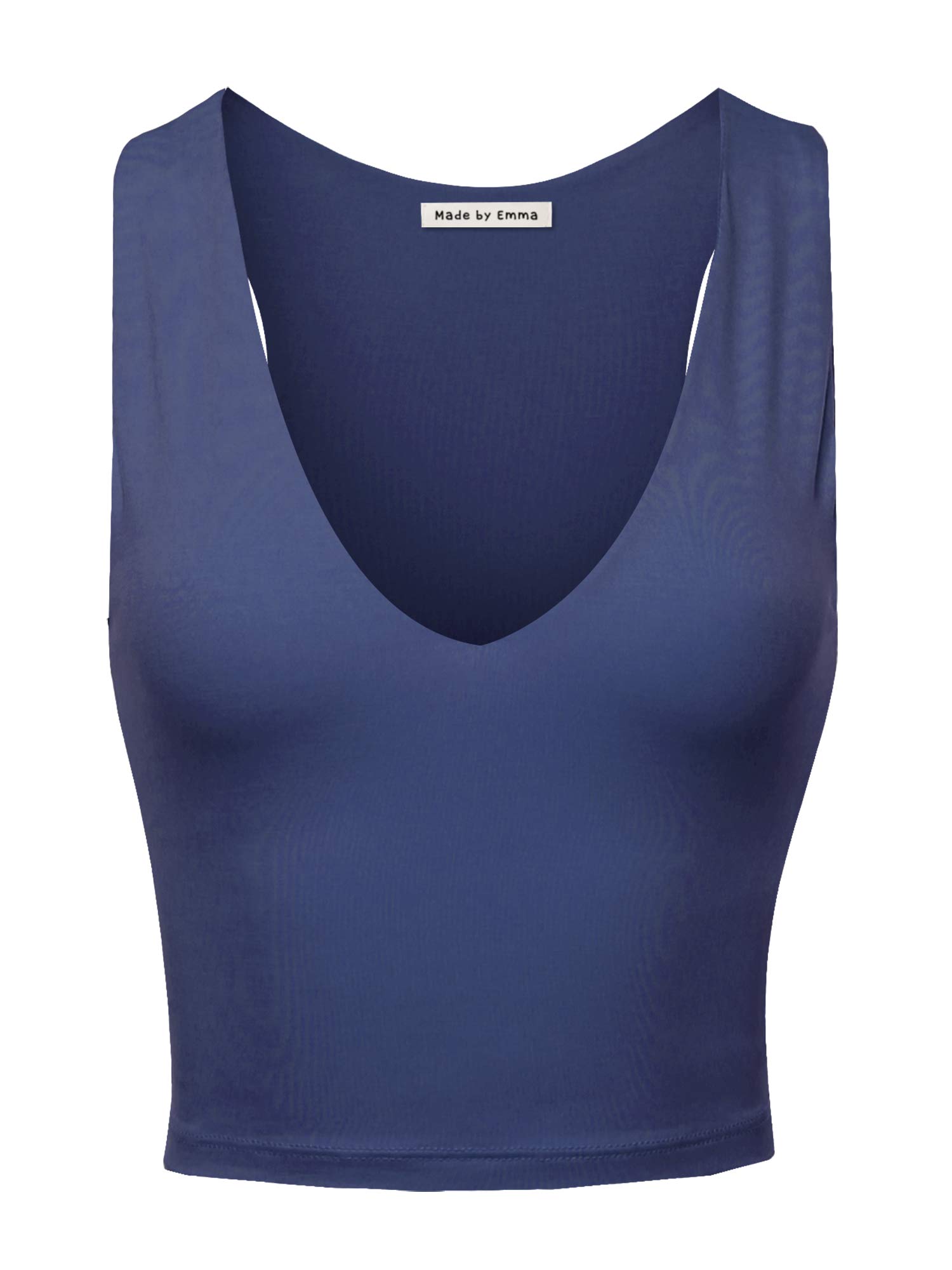 Emma Women's Solid Sleeveless V-Neck Ribbed Crop Tank Top - Summer Casual Wear, Beach Outfit, Yoga & Lounge Essential