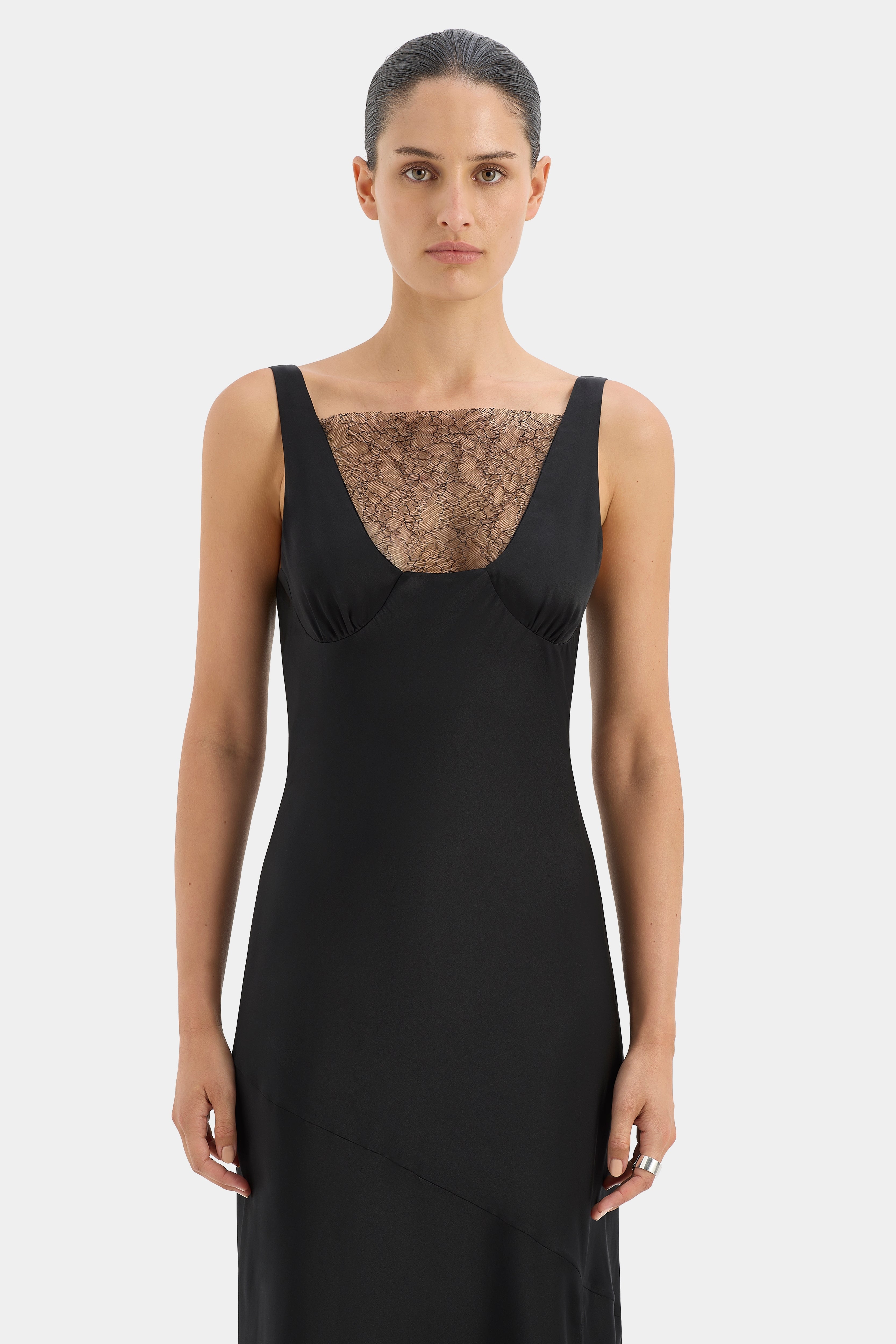 Elegant Black Dunya Lace Gown for Women - Perfect for Weddings, Parties & Special Occasions