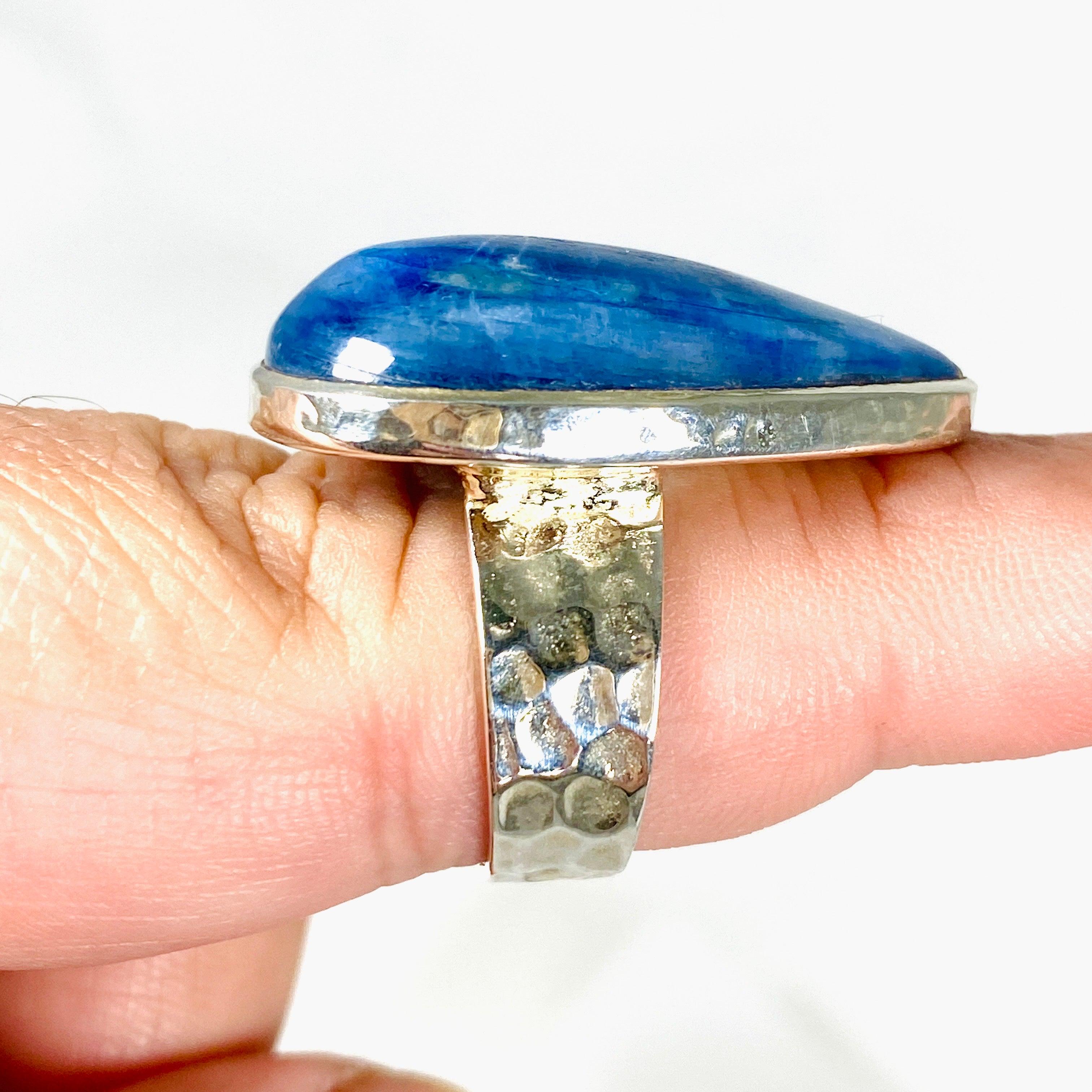 Kyanite Teardrop Beaten Band Ring Size 8 KRGJ2700 - Elegant Handmade Jewelry for Women, Perfect for Weddings, Parties & Everyday Wear