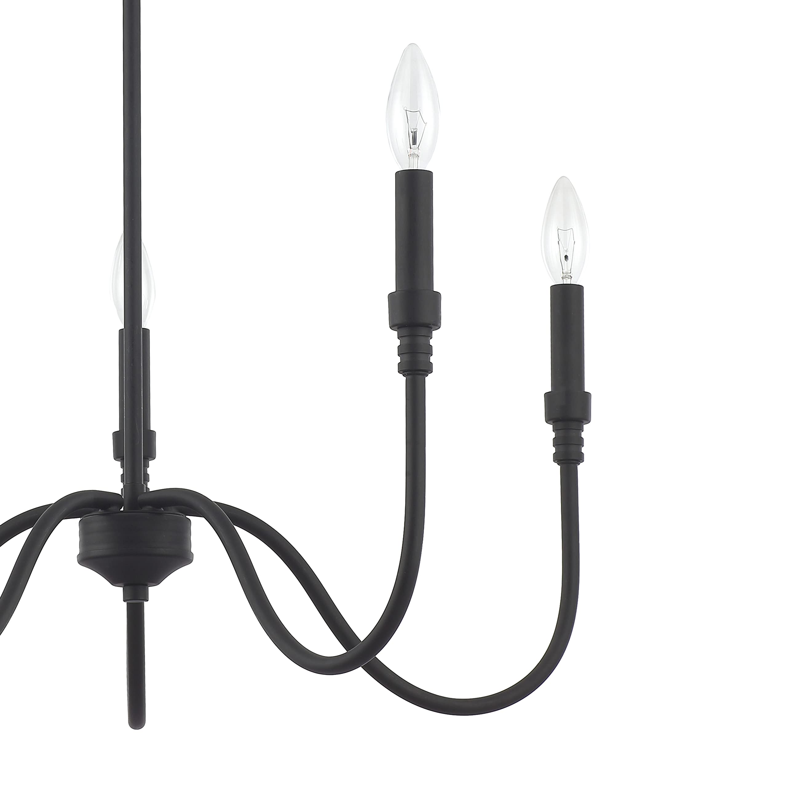 5-Light Farmhouse Chandelier - Linear Pendant Light Fixture for Kitchen Island, Dining Room & Living Room - Matte Black Finish - Perfect for Rustic, Modern & Industrial Home Decor