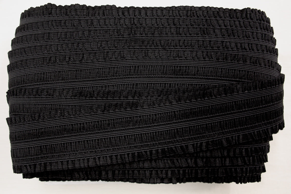 60mm (2 3/4 Inch) Wide Black Fancy Elastic Frill Trim - Perfect for DIY Costumes, Lingerie, Dancewear & Craft Projects
