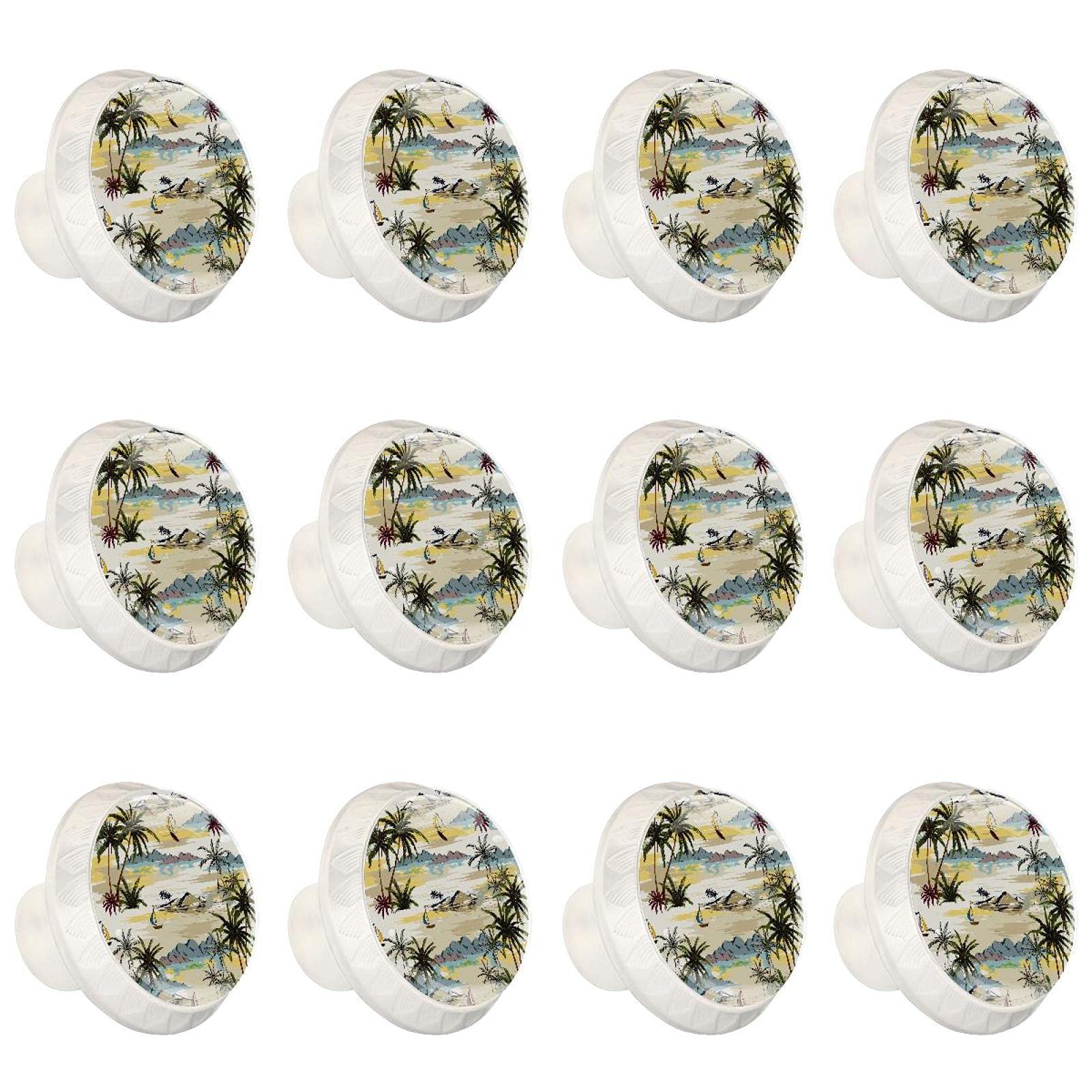 12 Pack Round Decorative Cabinet Knobs - Elegant Palm Island Ship Design for Kitchen Cabinets, Closet Drawers & Dresser Handles | Perfect for Home Renovation & Furniture Upgrades