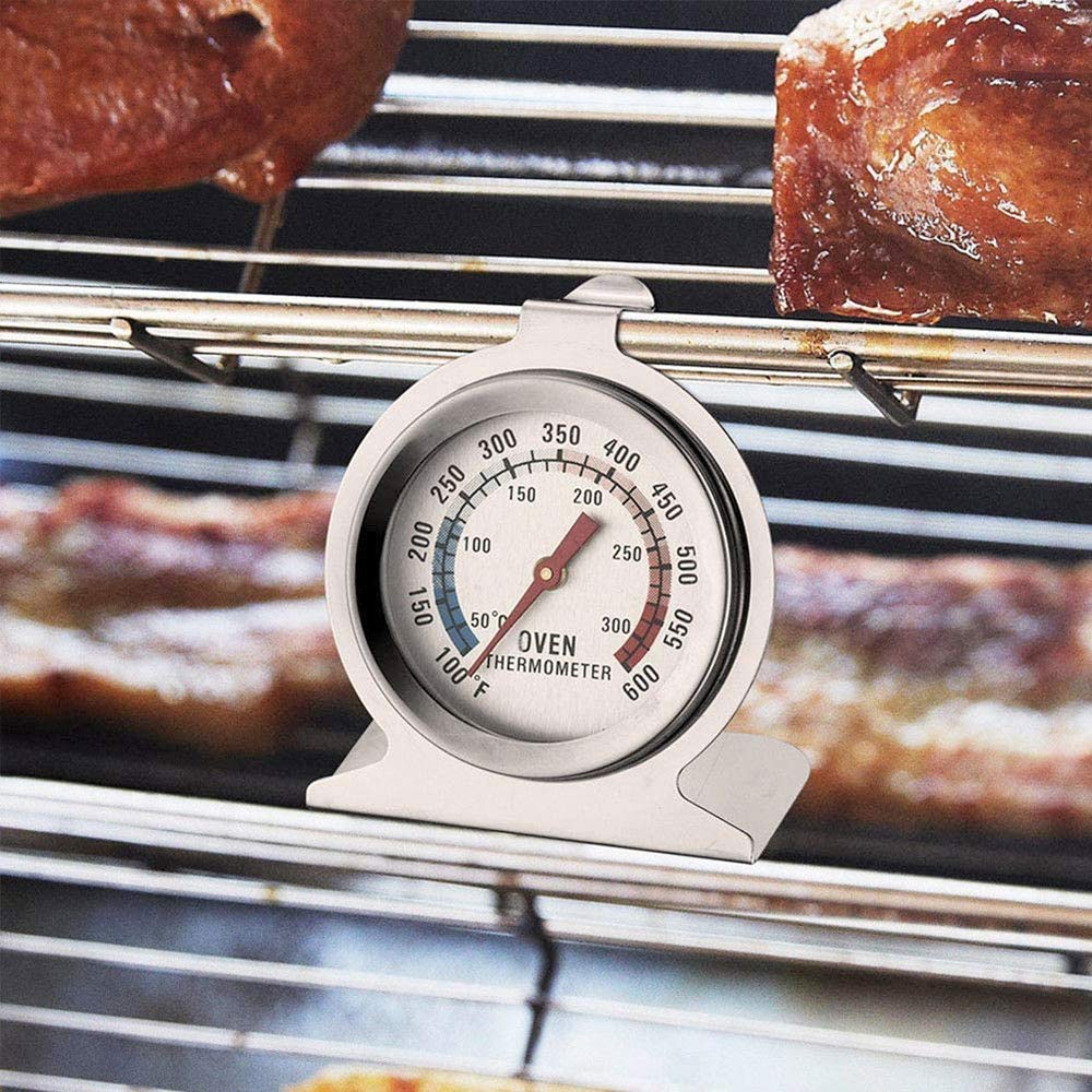 Anvin Large Dial Oven Thermometer - Dual Scale 50-300°C/100-600°F - Hanging & Standing Steel Cooking Thermometer for BBQ, Baking, Roasting - Perfect for Grills, Ovens, Smokers (Pack of 2)