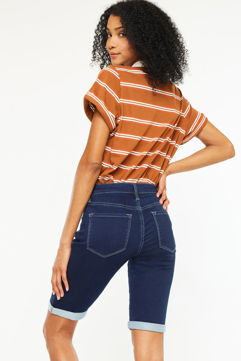 Blanco Essentials Mid Rise Bermuda Shorts for Women - Comfortable Casual Summer Shorts for Outdoor Activities, Travel & Lounge Wear