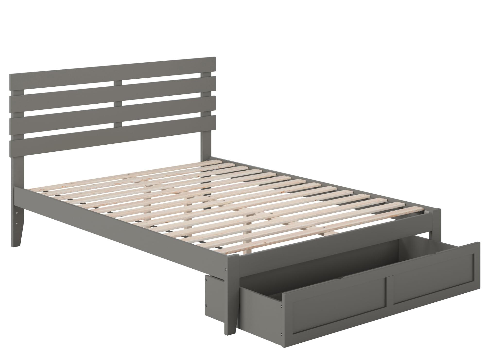 AFI Oxford Queen Size Platform Bed Frame with Storage Drawer & USB Charging Station - Modern Grey Bedroom Furniture for Small Spaces & Studio Apartments