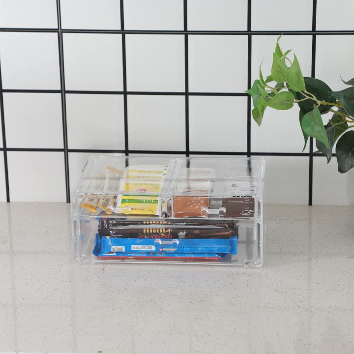 Clear Acrylic Stackable Storage Drawers - 3-Tier Desktop Organizer for Office, Vanity & Beauty Supplies | Perfect for Jewelry, Hair Clips, Skincare & Makeup Organization | Space-Saving Drawer Solution for Home & Office Use