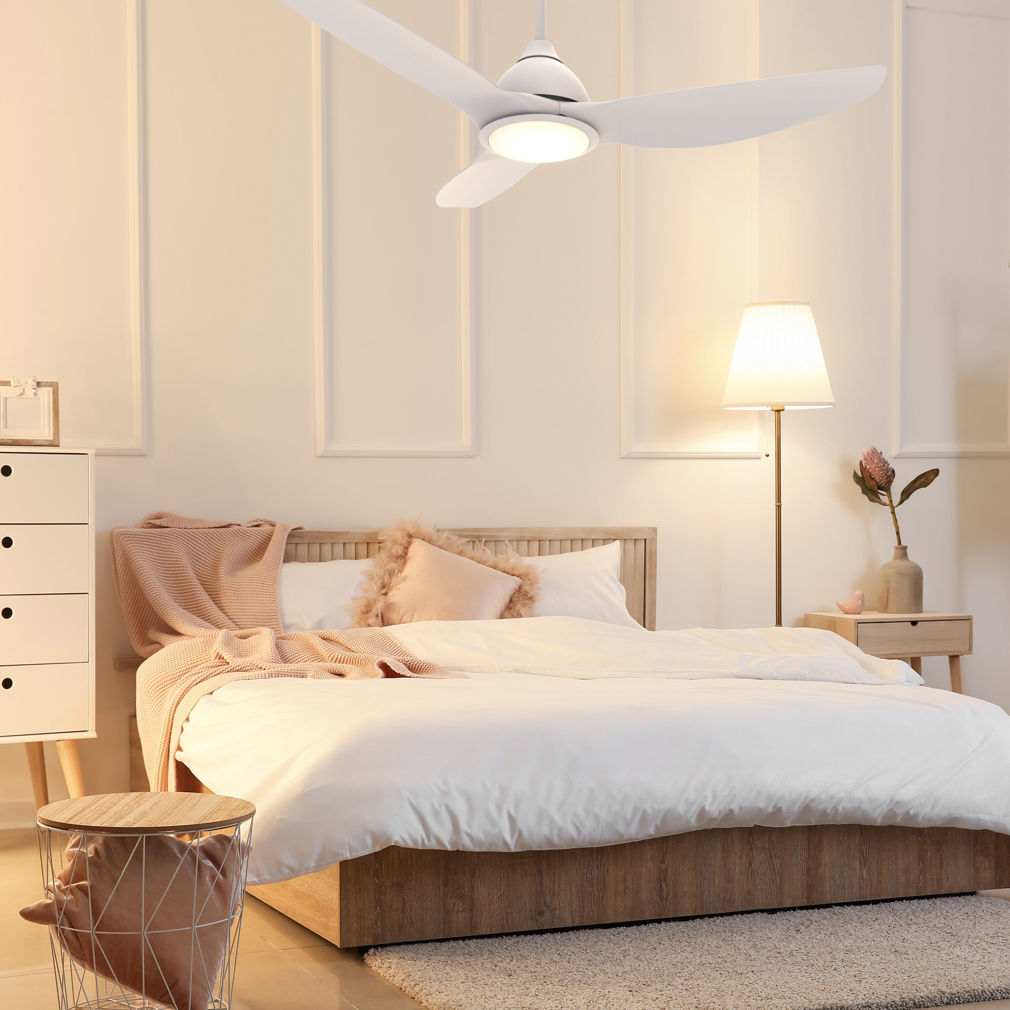 52 Inch Smart Ceiling Fan with LED Light & Remote Control - WiFi Enabled, Quiet DC Motor, Dimmable Lighting for Bedroom, Living Room & Outdoor Patio