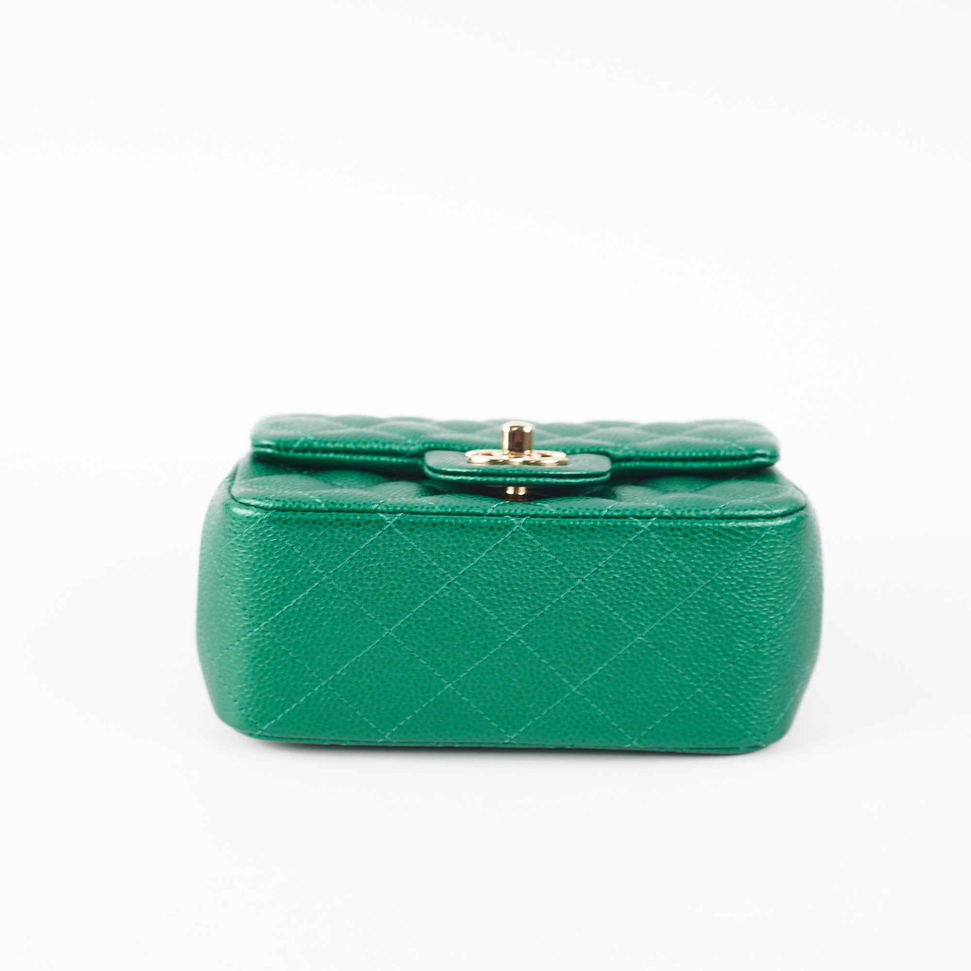 Chanel Quilted Caviar Mini Square Bag 18S Emerald Green - Luxury Crossbody Purse for Women, Perfect for Parties, Dating & Evening Events