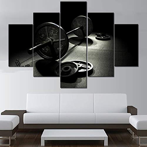 TUMOVO Extra Large Black and White Canvas Wall Art - 5 Panel Modern Abstract Painting for Living Room, Gym & Home Decor - Framed Stretched Ready to Hang (60''W x 40''H) - Perfect for Contemporary Home Office, Bedroom & Fitness Studio Wall Decor