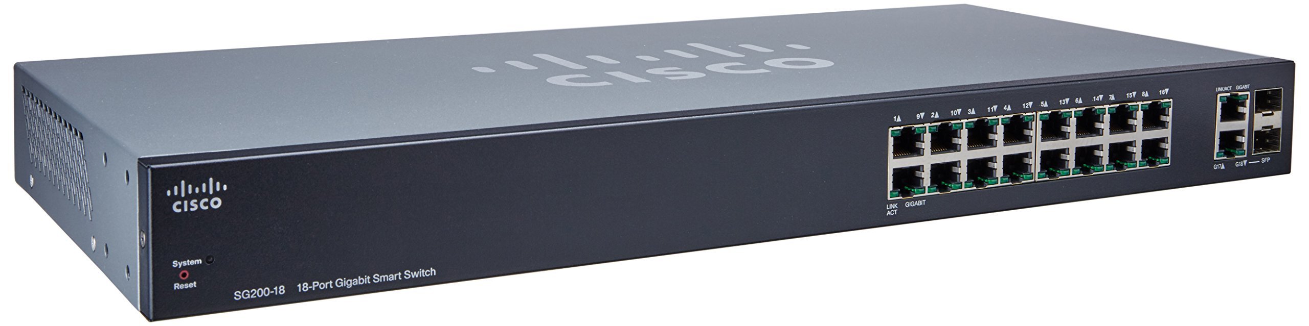 Cisco SG200-18 (SLM2016T) 18-Port Gigabit Smart Switch - Renewed | High-Speed Network Switch for Office, Home & Small Business Networking