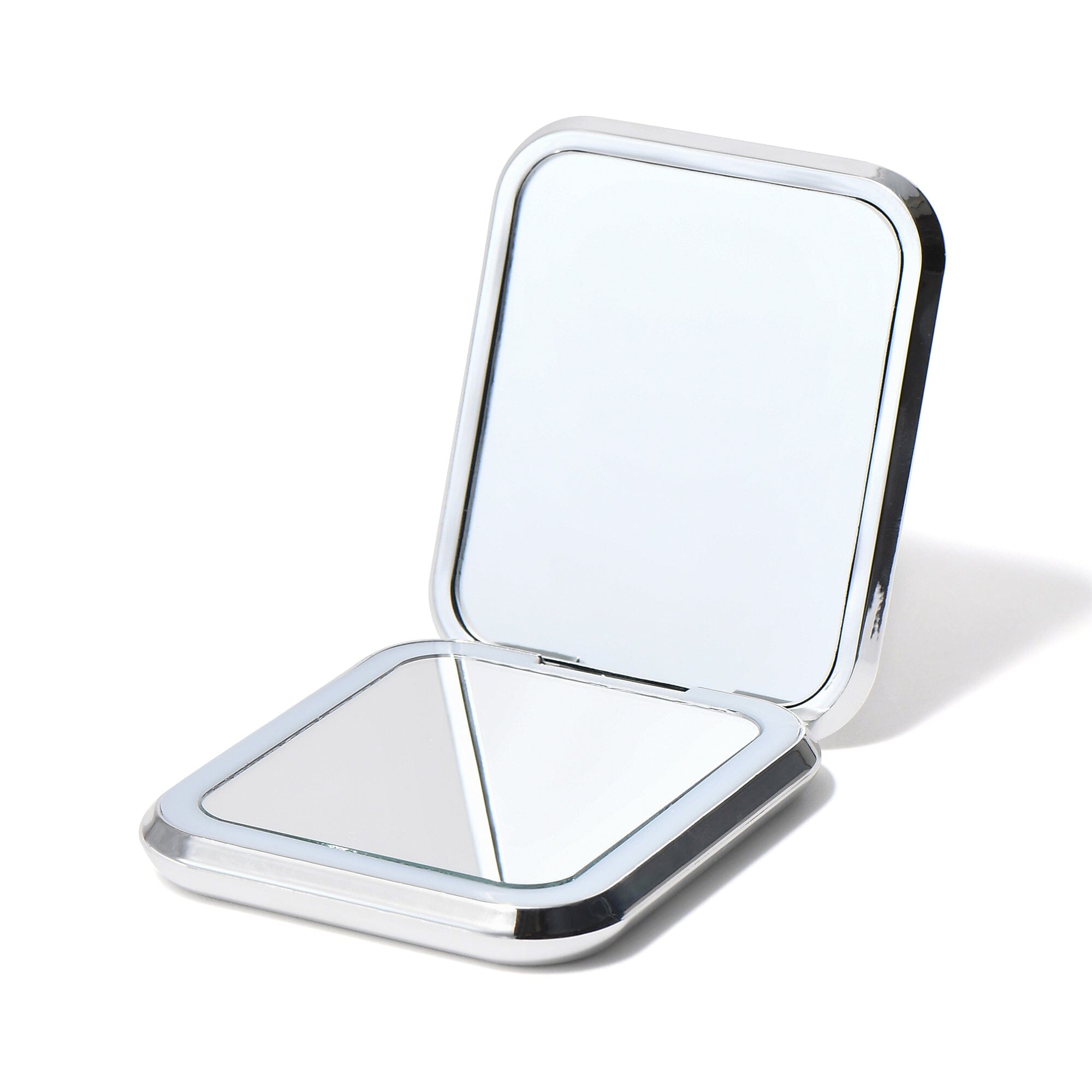 Blanche LED Compact Mirror - Silver | Portable Makeup Mirror with Bright LED Lights for Touch-Ups | Perfect for Travel, Home, and On-The-Go Makeup Application
