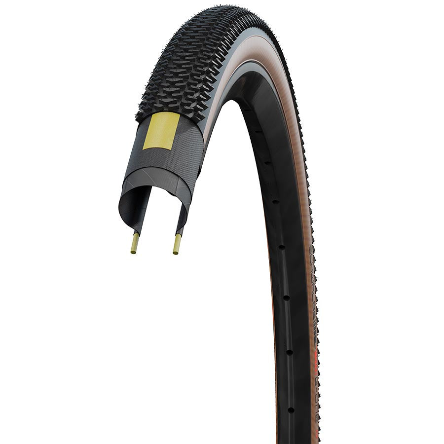 Schwalbe G-One R Pro Folding Tubeless Ready Bike Tire - Addix Race Compound with V-Guard Protection for Gravel & Road Cycling