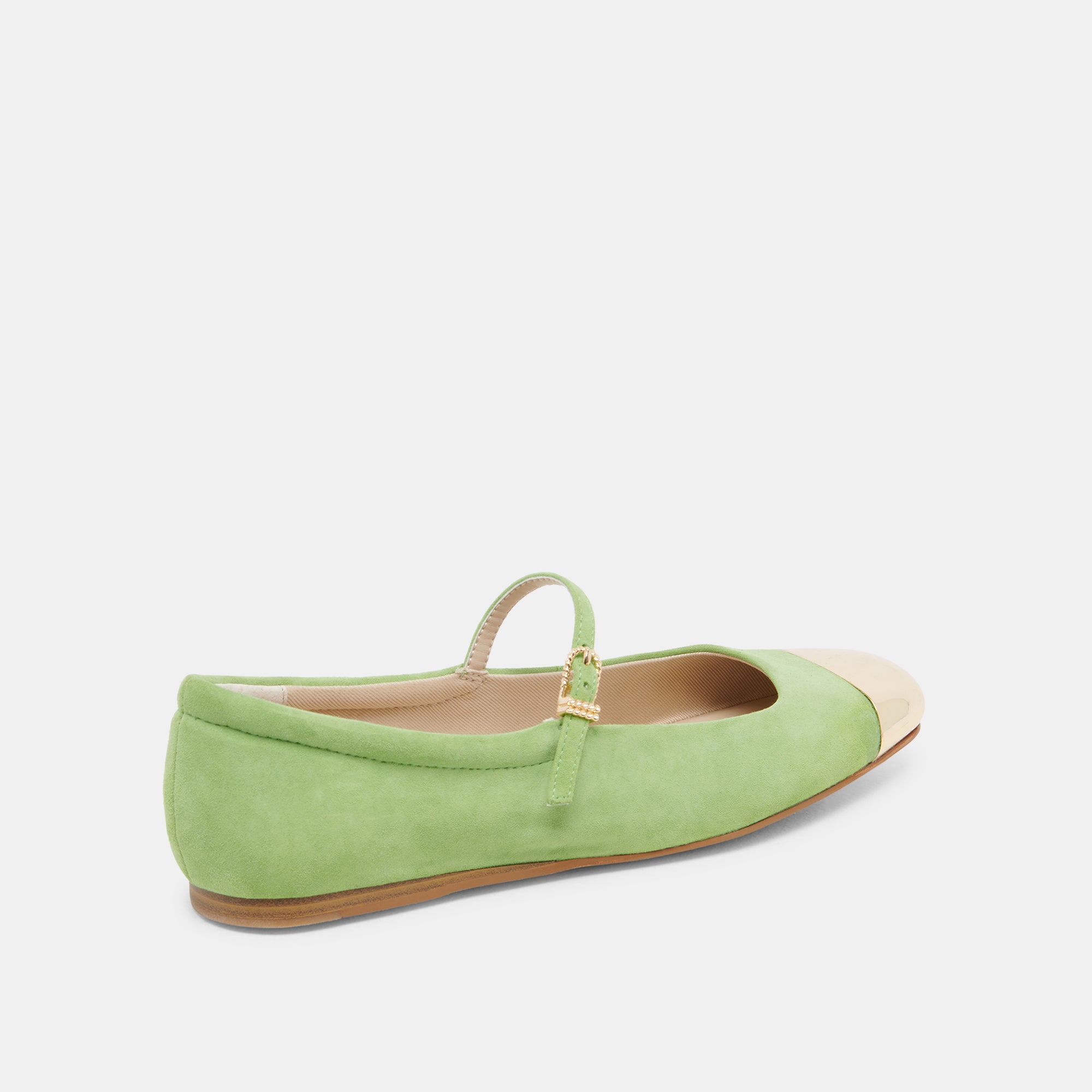 REYES Toe Cap Ballet Flats - Lime Suede Women's Shoes | Comfortable & Stylish for Work, Casual Wear & Dance