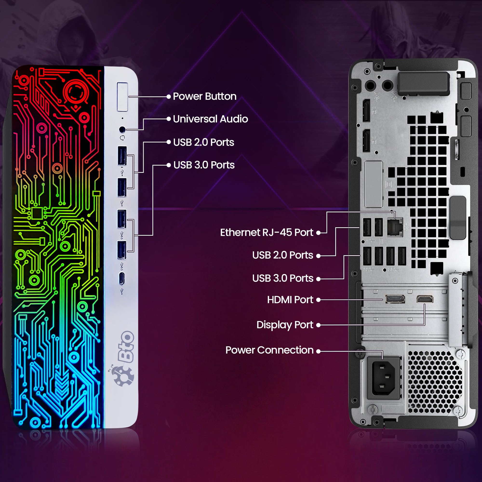 RGB Gaming PC & Monitor Bundle - Intel Core i5-6th Gen, 16GB DDR4, 512GB SSD, NVIDIA GT 1030 2GB, 22