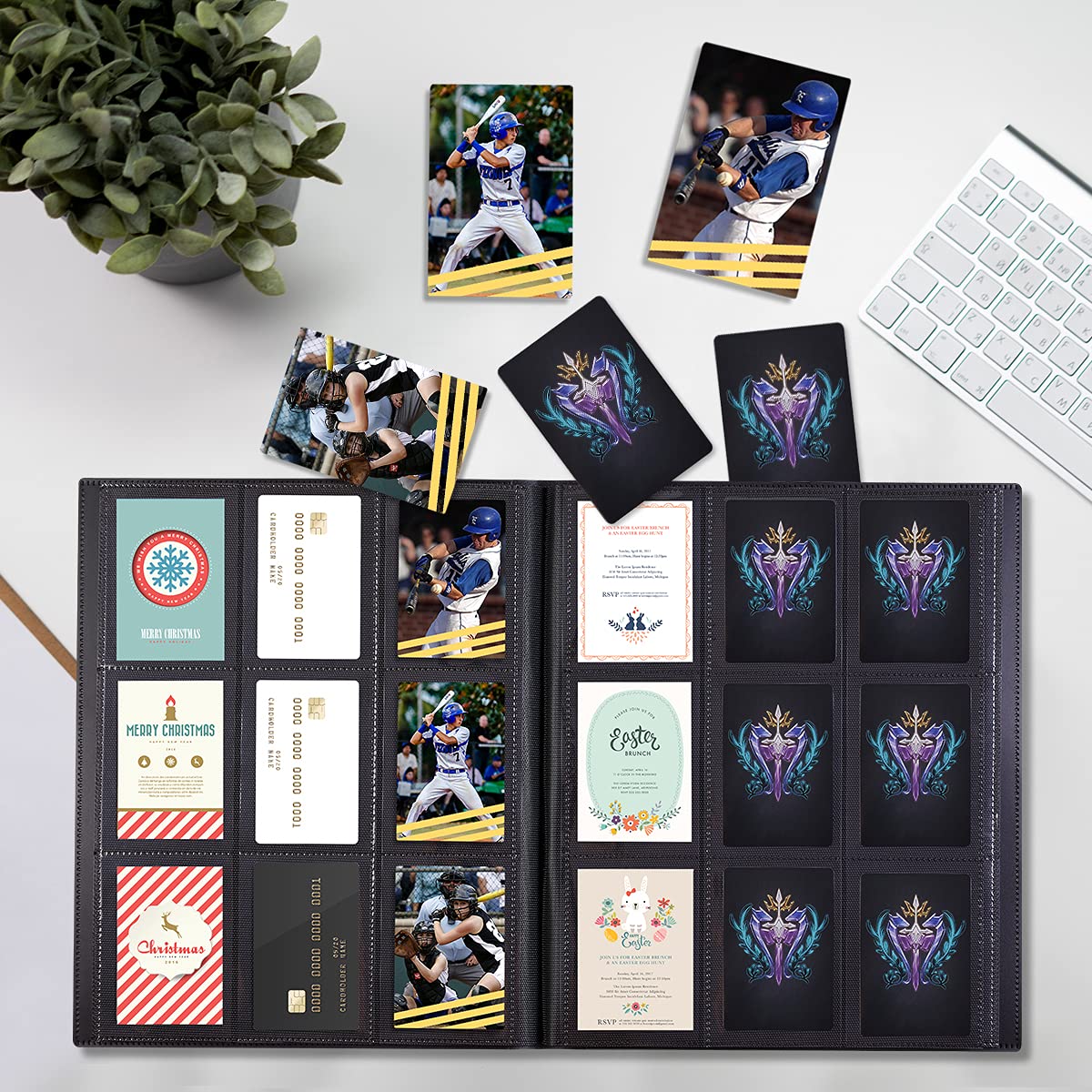 Premium 360-Pocket Trading Card Binder - Side Loading 9-Pocket Collector Album for MTG, Yugioh, TCG, Sports Cards (Football/Baseball) - Durable Black Card Storage Organizer - Perfect for Gaming Tournaments & Sports Memorabilia Collection