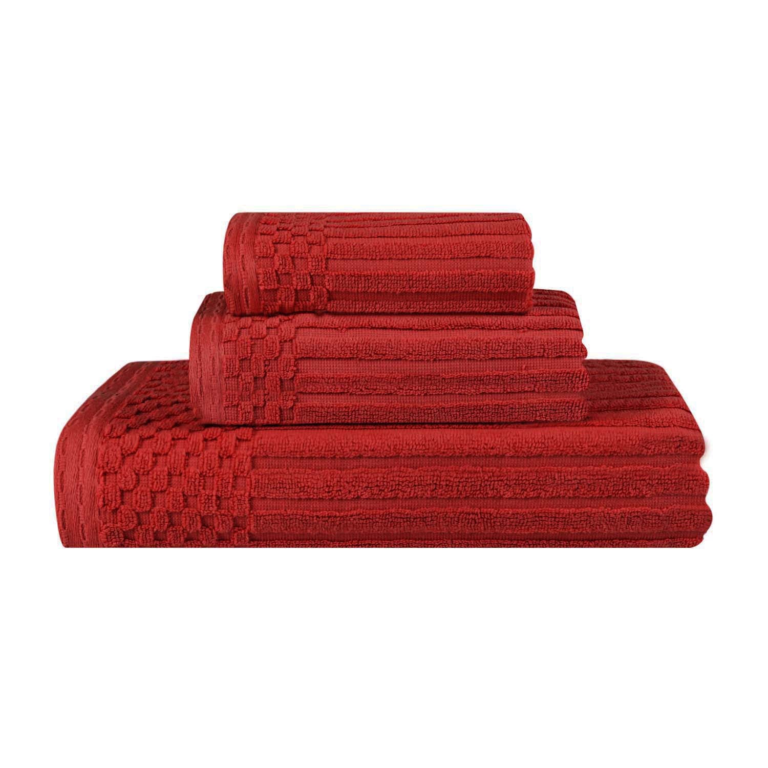 Premium Soho Ribbed Textured Cotton Bath Towel Set - Ultra Absorbent 3-Piece Towel Collection for Spa, Bathroom & Guest Use | Soft Luxury Towels for Home & Hotel