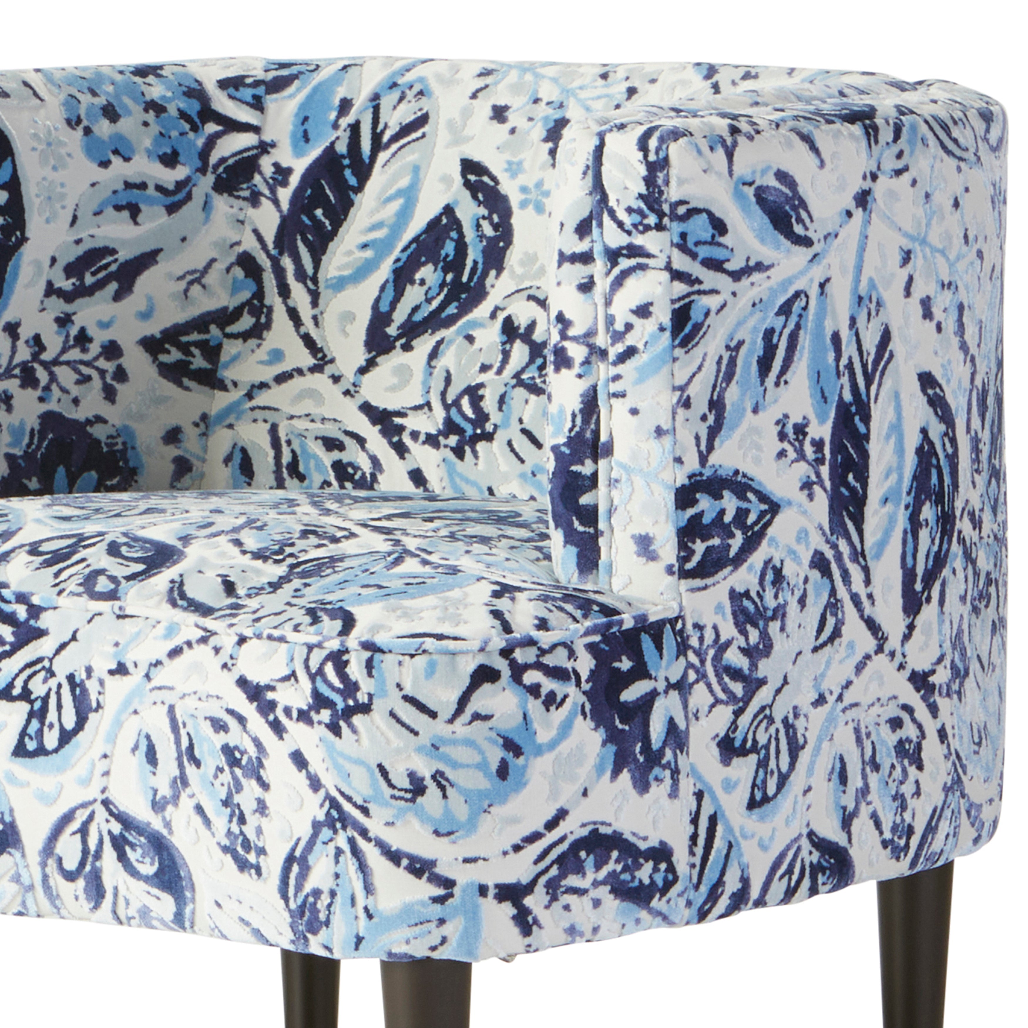 Roundhill Furniture Isla Chenille Oversized Barrel Accent Chair with Arms - Plush Living Room Seating in Lyanna Indigo | Perfect for Cozy Reading Nooks, Lounge Areas & Home Theater Seating