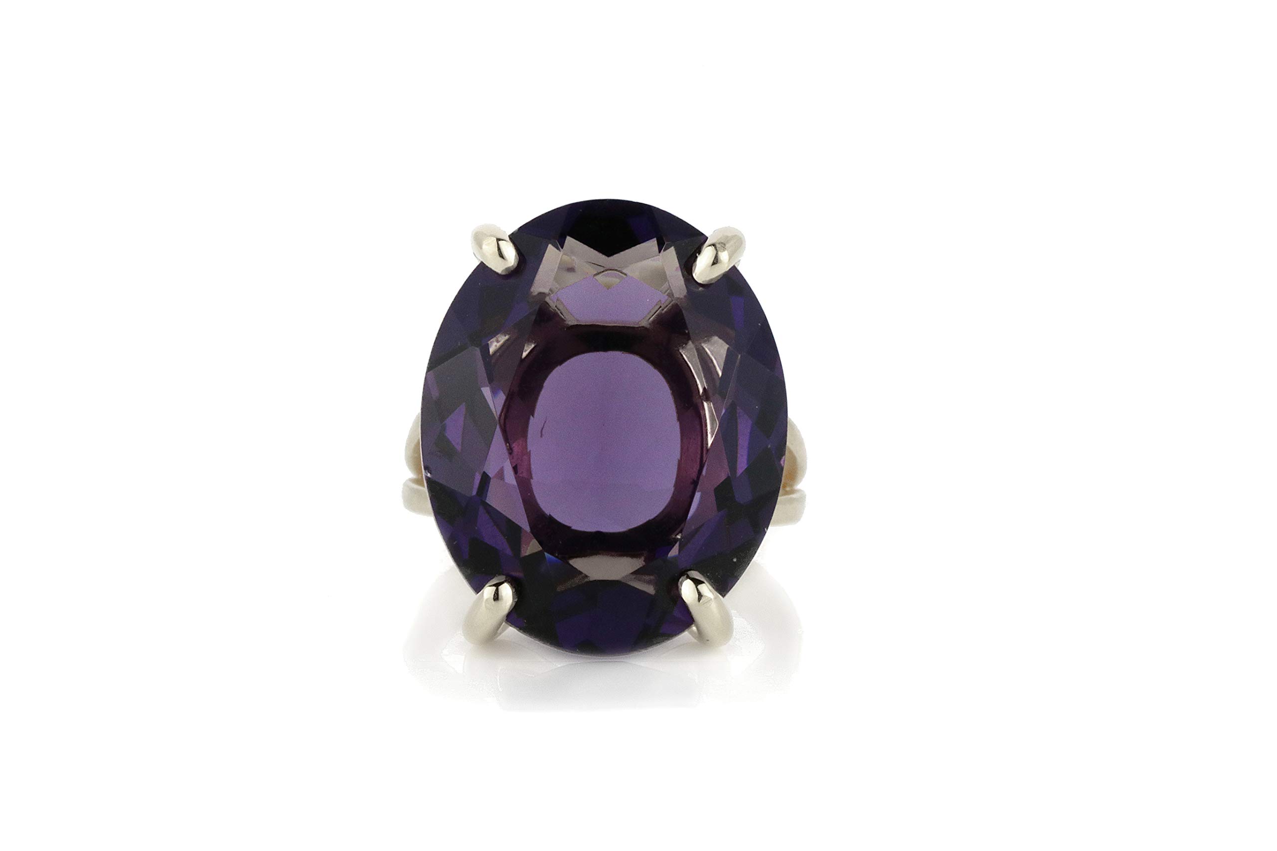 February Birthstone Rings for Women - 20x16mm Oval Amethyst in 925 Sterling Silver Ring Band - Handcrafted Amethyst Jewelry for Mothers, Sisters, Friends, Brides - Gift Box Included - Perfect for Valentine's Day, Anniversary, Birthday & Special Occasions
