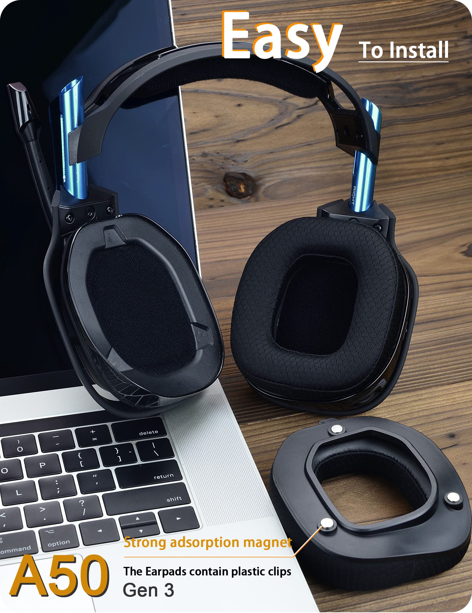 Defean Replacement Earpads & Headband for Astro A50 Gen 3 Headset - High-Density Noise Cancelling Foam Ear Cushions with Added Thickness (Black Breathable Fabric) - Perfect for Gaming, Streaming & Long Wear Comfort