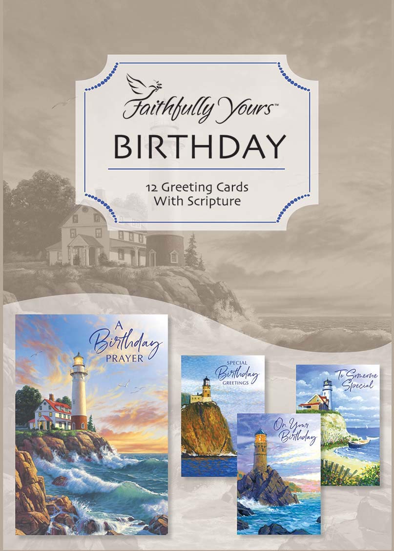Faith-Inspired Birthday Greeting Cards - Box of 12 Religious Christian Cards with Beacon Design - Perfect for Birthday Wishes, Church Events & Spiritual Celebrations