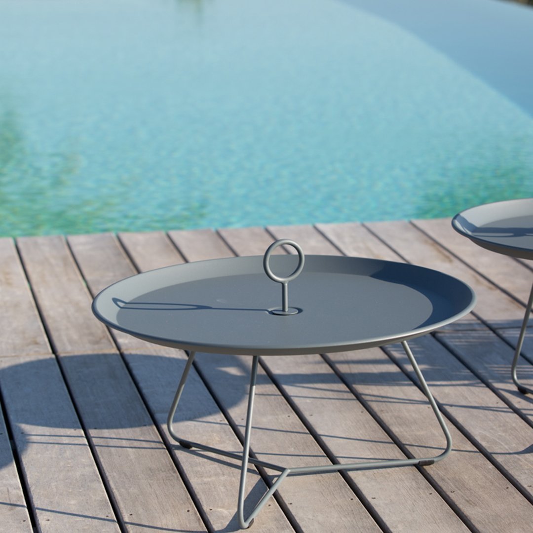 Sturdy Eyelet Outdoor Tray Table - Portable Side Table for Patio, Garden, Pool & Camping - Perfect for Drinks, Snacks & Decor