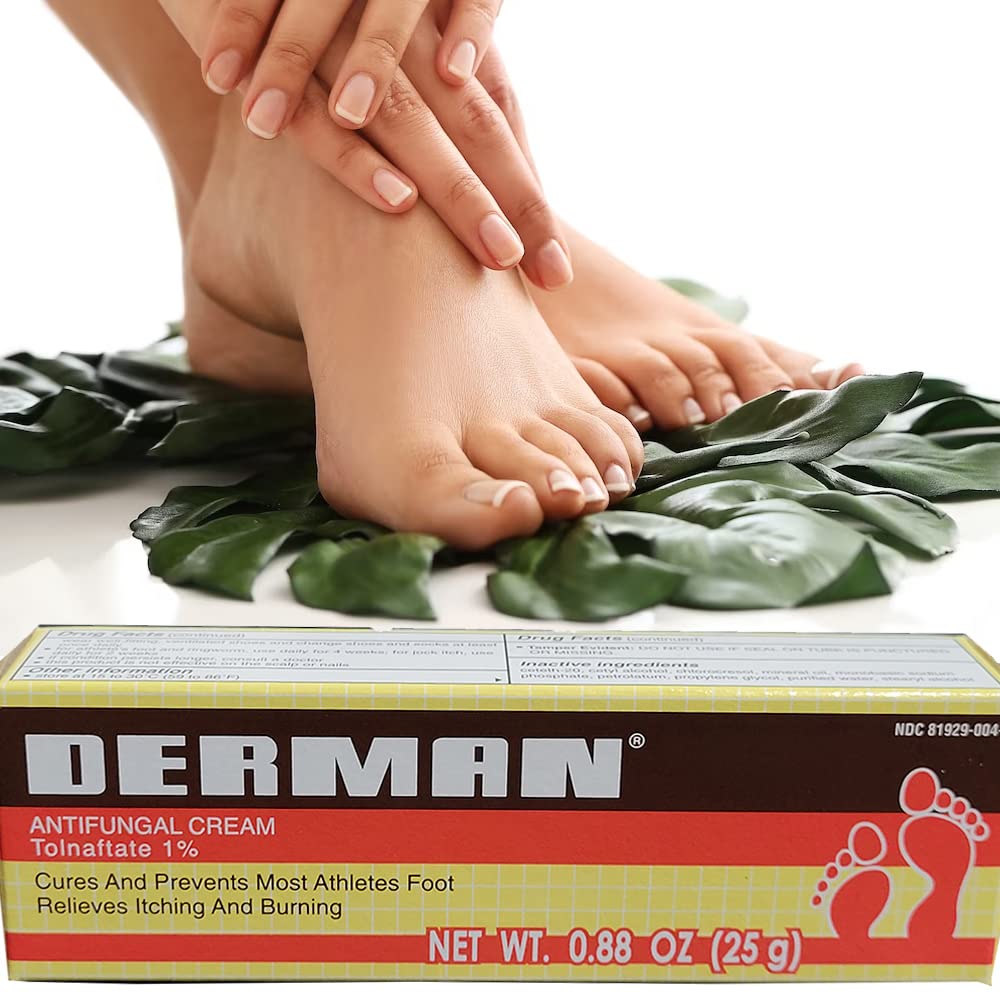 Derman Antifungal Cream for Athlete's Foot Treatment - 3 Pack (0.88 Oz Each) | Fast-Acting Relief for Itching, Burning & Cracked Skin | Ideal for Gym, Pool & Sports Activities