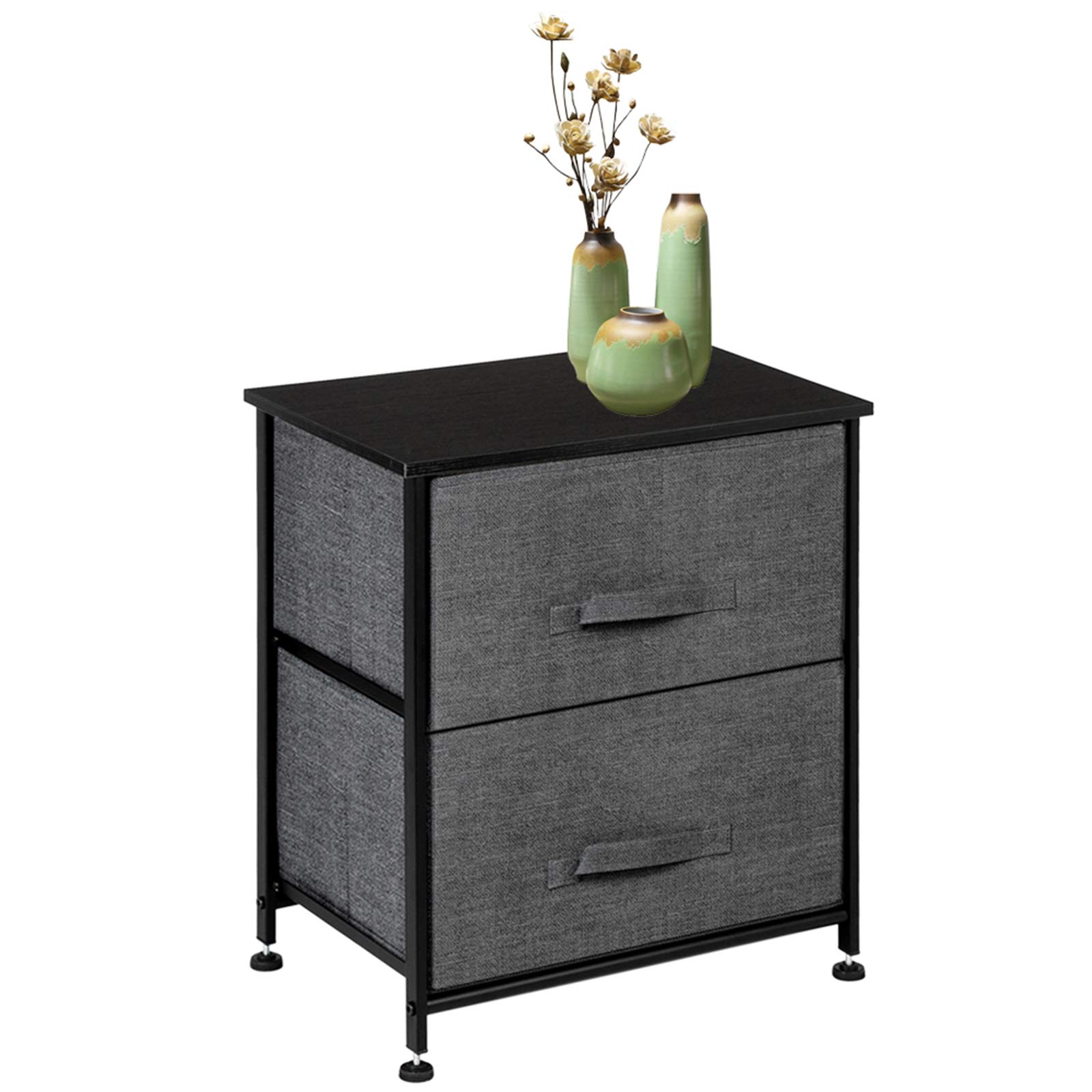 GOTOTOP 5-Drawer Storage Dresser, Tall Chest Organizer for Bedroom, Nursery, Closet & Entryway - Sturdy Steel Frame with 2 Fabric Drawers - Perfect for Clothes, Toys & Home Organization (Gray)