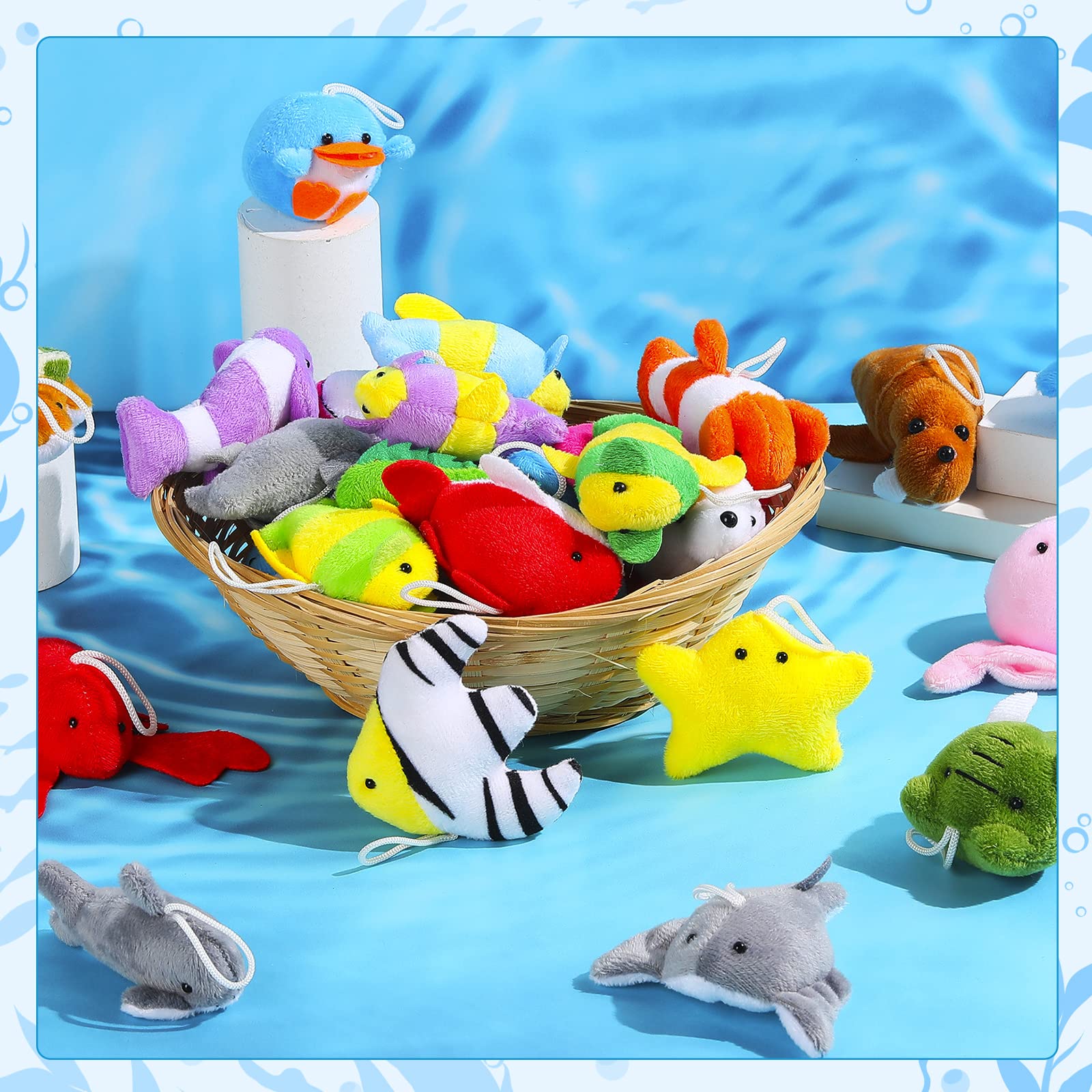 90 Pcs Mini Stuffed Animal Bulk - Cute Small Sea Creature Plush Toys for Kids, Party Favors, Easter Egg Fillers & Keychain Decorations - Perfect for Birthday Parties, Classroom Rewards and Goodie Bags