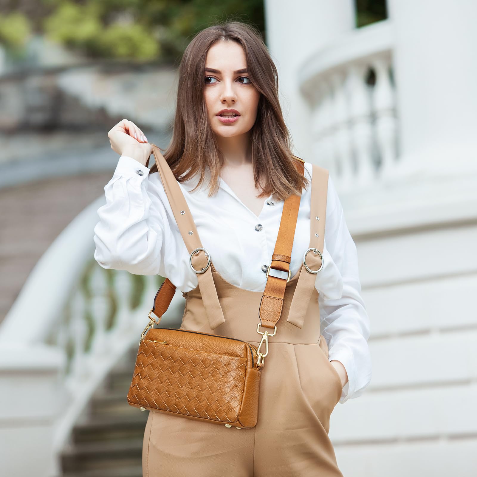 Kattee Woven Leather Shoulder Bag for Women - Crossbody Purse for Daily Use
