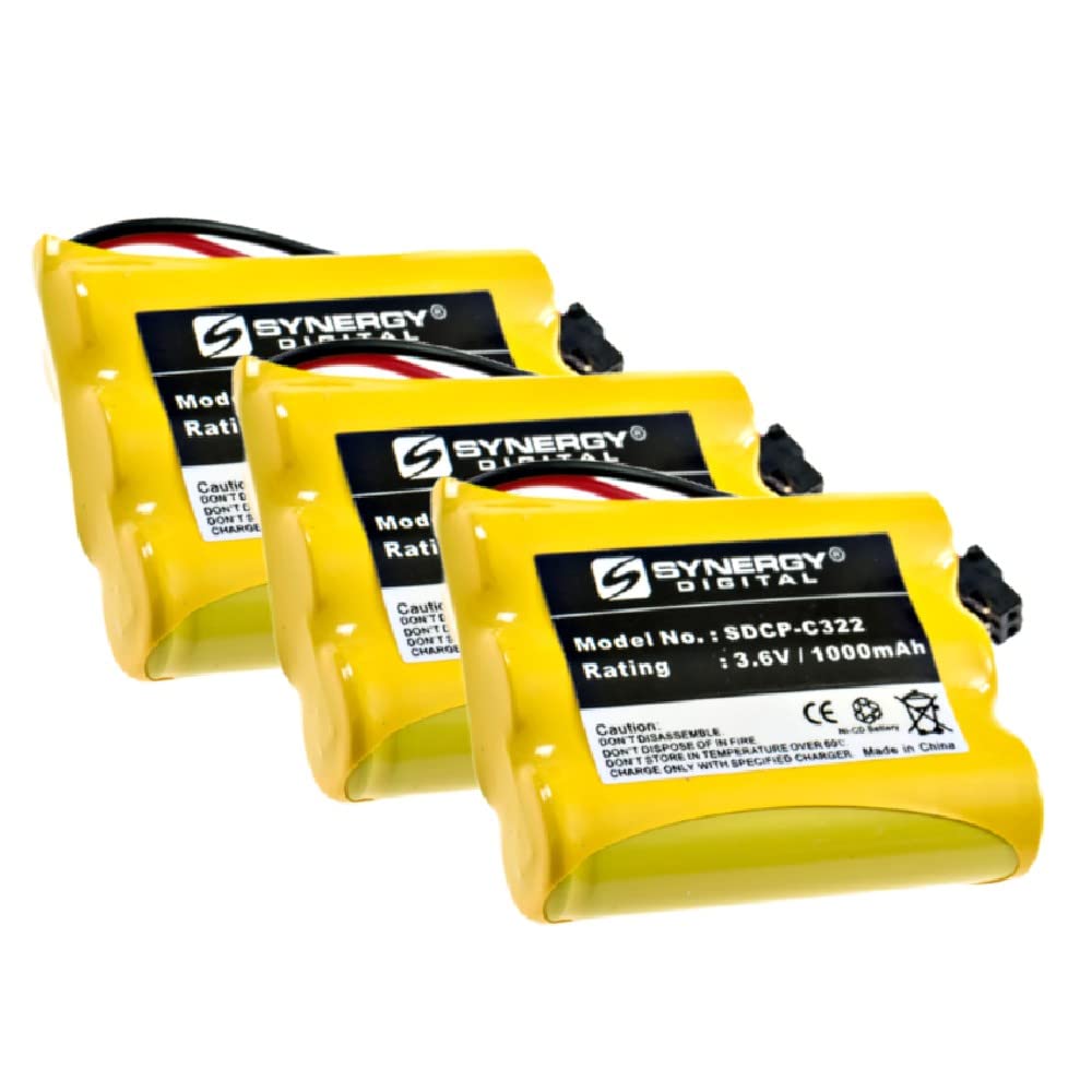 Synergy Digital Cordless Phone Battery Replacement for Sony SPP-SS950 - 3-Pack SDCP-C322 Rechargeable Batteries | Long-Lasting Power for Home & Office Phones