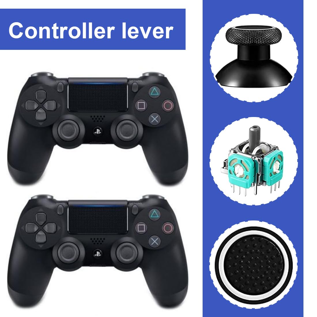 PS5/PS4 Controller Analog Stick Repair Kit - 7-in-1 Replacement Joystick Set with Opening Tools for DualSense & DualShock 4 - Fix Drift & Worn-Out Sticks for Gaming & Streaming