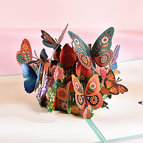3D Pop Up Greeting Card with Flying Butterflies - Elegant Mother's Day, Father's Day, Birthday, Wedding, Anniversary, Graduation & Thank You Cards for All Occasions | Perfect for Spring Celebrations & Heartfelt Messages