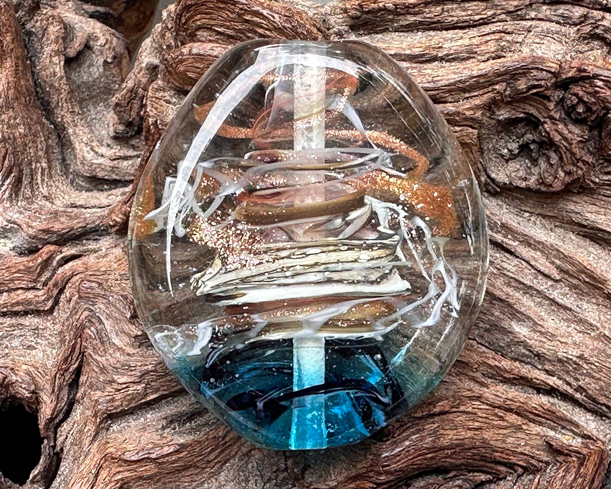 Aqua Bay Swirl Lampwork Focal Bead SRA - Handmade Glass Beads for Jewelry Making, DIY Crafts, Bracelets & Necklaces - Perfect for Beaders and Artisans