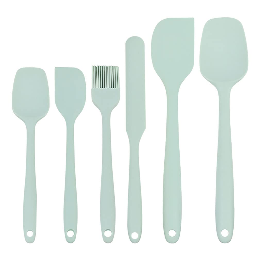 Premium Silicone Spatula Set - 6-Piece Non-Stick Rubber Spatulas for Baking, Cooking & BBQ - Includes Cake Spatula, Jar Scraper & Basting Brushes - Perfect for Pastry, Buttercream, Sauces & Grilling