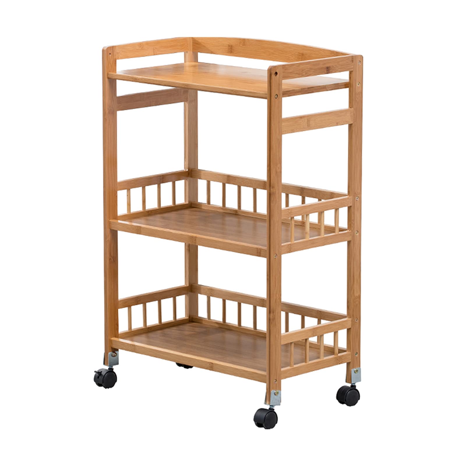 DYRABREST 3-Tier Rolling Kitchen Cart with 4 Wheels - Wooden Storage Shelves & Basket - Mobile Bar Cart for Kitchen, Dining Room, or Party (20.8 x 11.8 x 31.4 Inches) - Perfect for Serving Food, Drinks, or Organizing Spices & Liquor Bottles