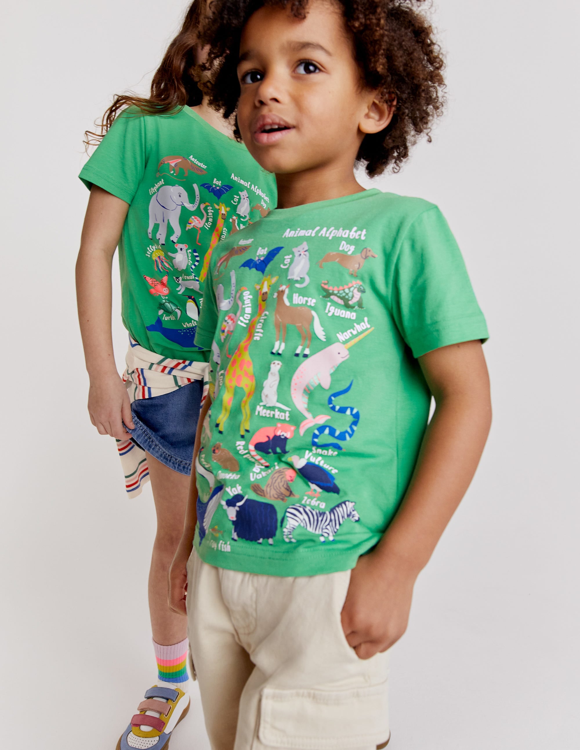 Animal Alphabet Education T-Shirt - Aloe Green Color for Kids Learning & Fun | Perfect for School, Playdates & Animal-Themed Parties