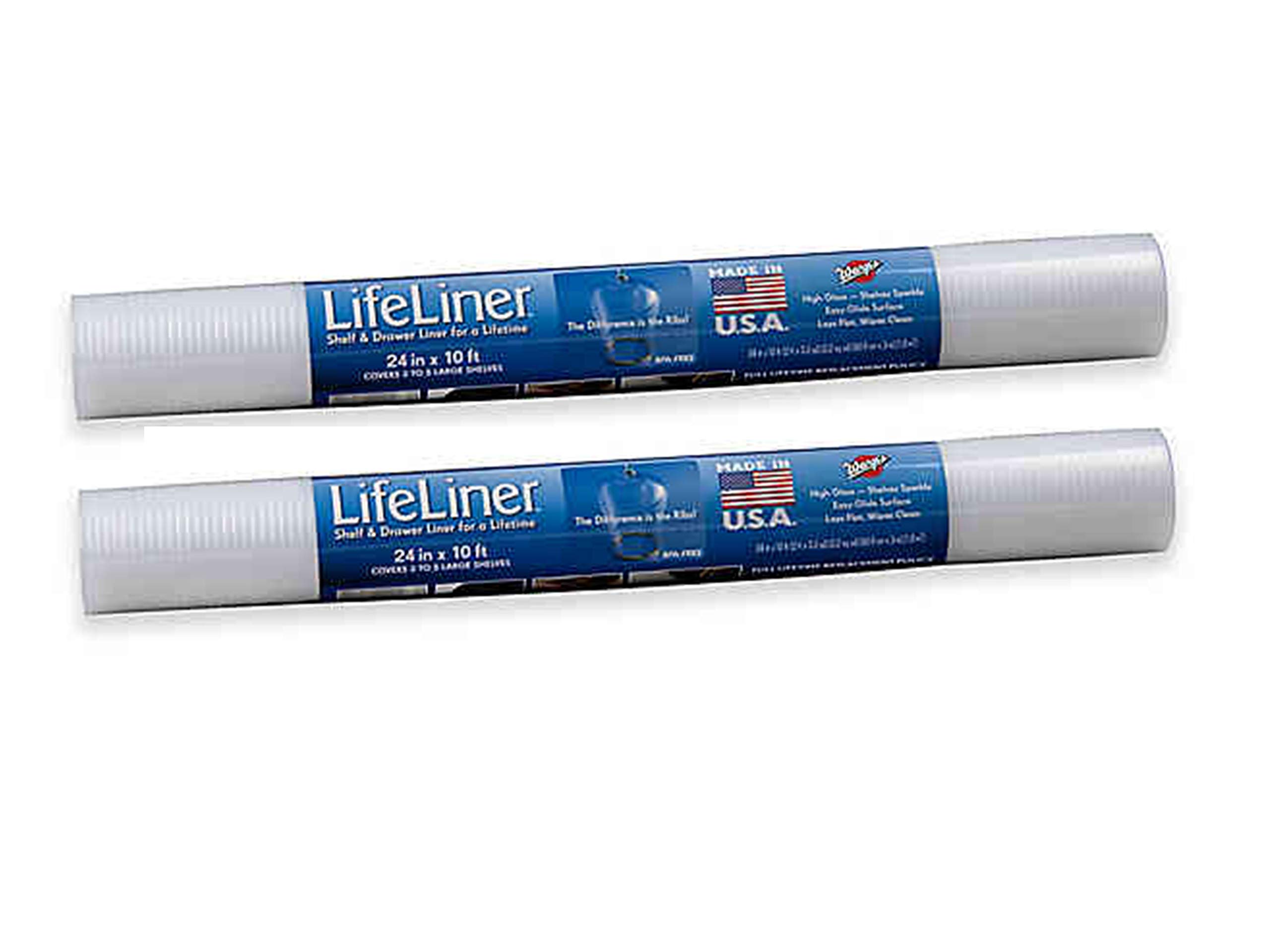 Warp Brothers Non-Slip Ribbed Shelf Liner & Drawer Organizer - BPA Free Clear Adhesive Grip (2 Pack, 24