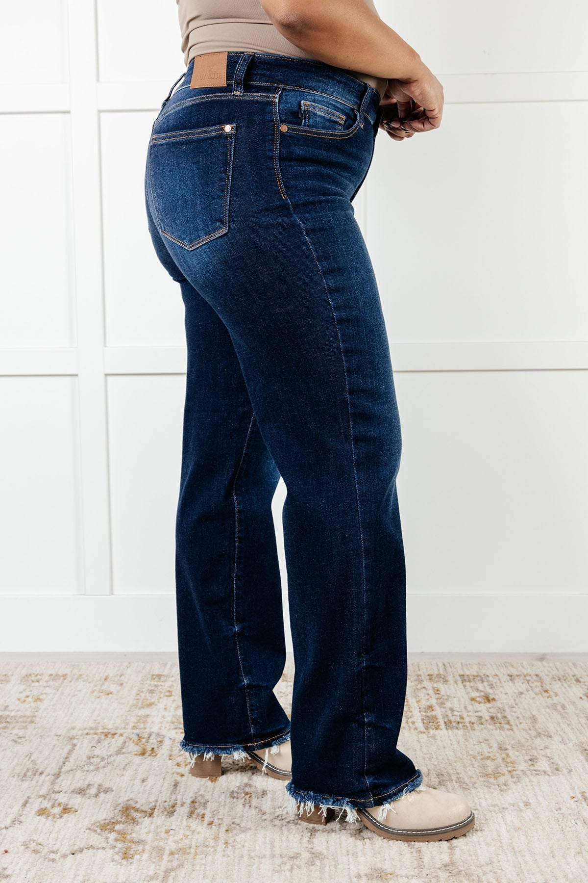 Jacqueline Mid Rise Frayed Hem Straight Leg Jeans for Women | Comfortable Denim Pants | Perfect for Casual Wear, Office Outfits & Weekend Style