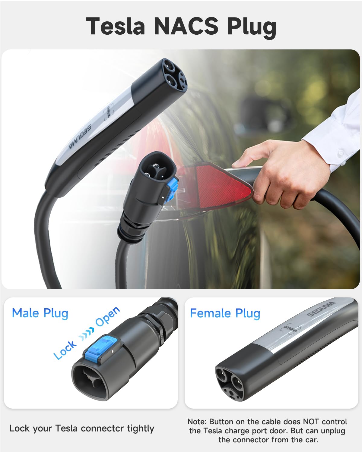 40Amp 21ft 240V EV Charger Extension Cable - NACS Compatible for Tesla Model Y/X/3/S/Cyber-truck - Level 1 & 2 Charging - Perfect for Home, Garage & Road Trip Charging