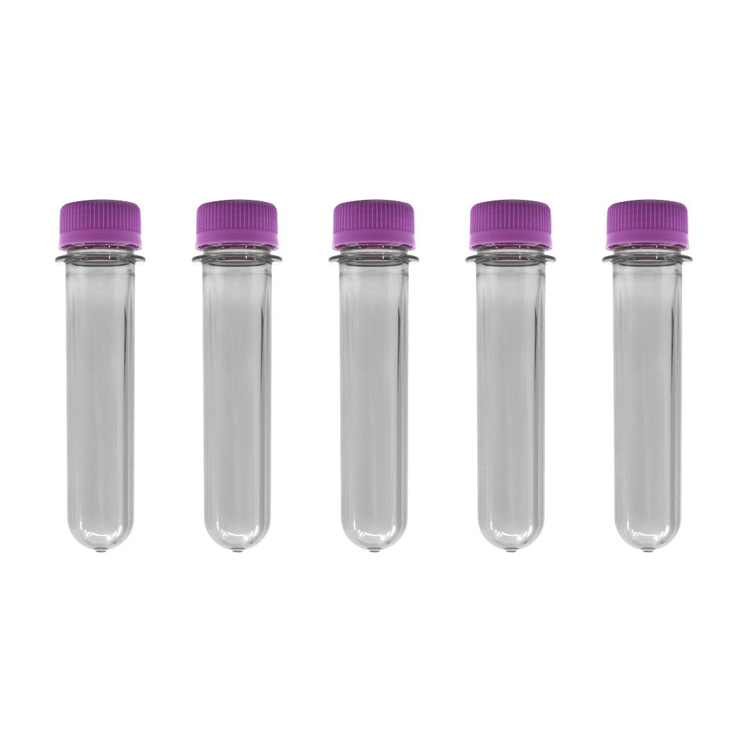 EISCO 50PK 25mL Baby Soda Bottles with Caps - PET Plastic Test Tubes for Science Labs, Classroom Experiments & DIY Projects